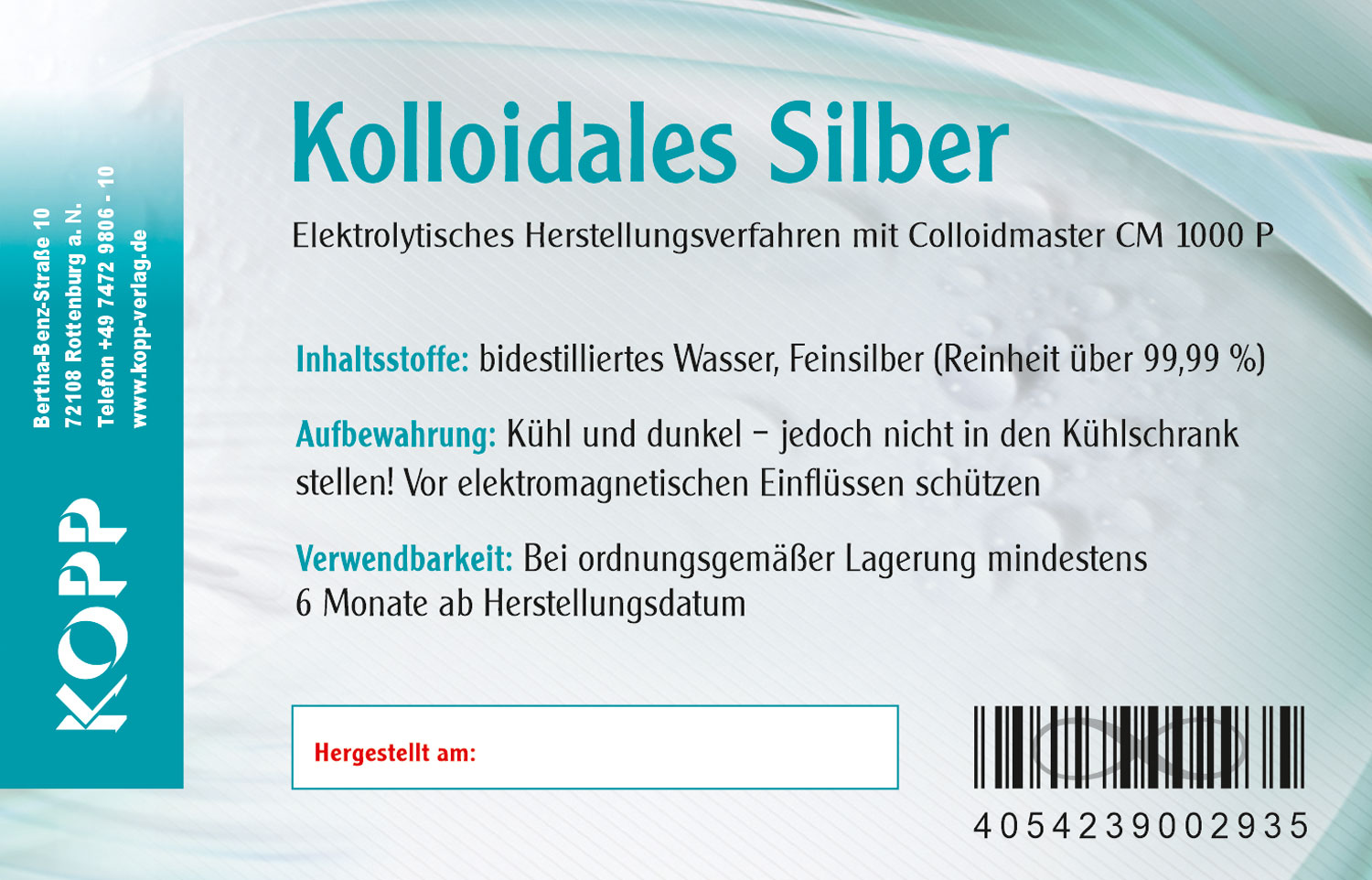 Kolloidales Silber - Konzentration 25 ppm / 250 ml / 500 ml / Laborqualitt02