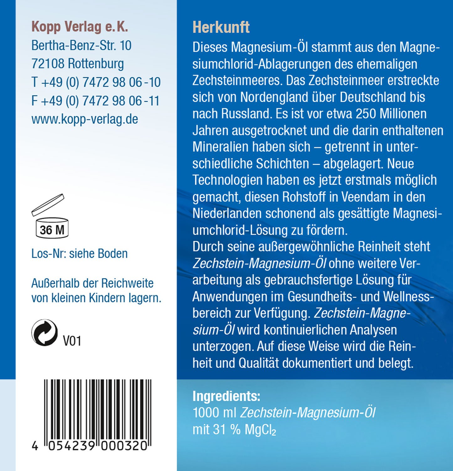 Kopp Vital   Magnesium-l 100 % Zechstein 1000 ml - vegan02