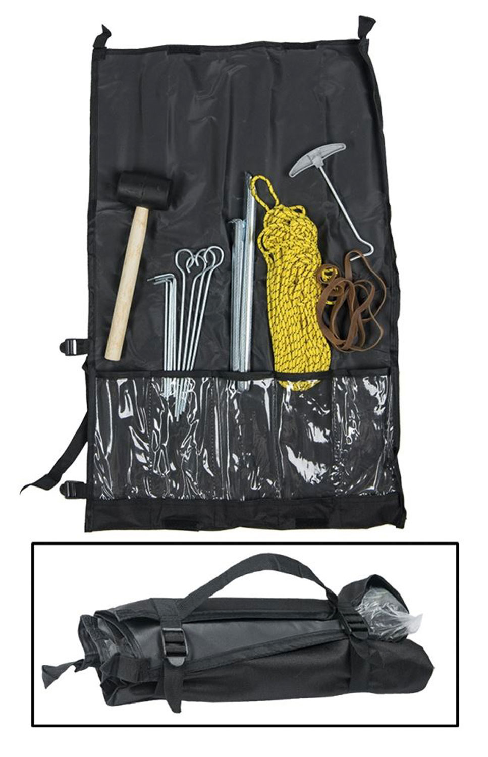 Zeltzubehr-Set (Heringe, Hammer, Leine, etc.)