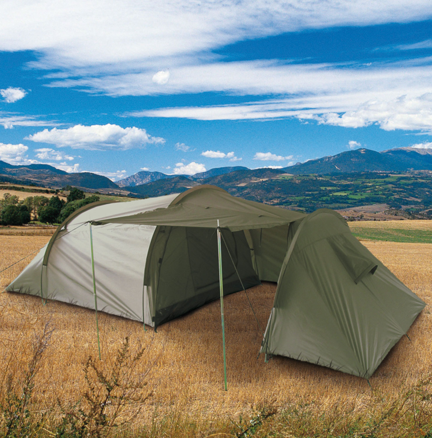 Dreimannzelt mit Stauraum / Tunnelzelt f�r bis 3 Personen / 100% Polyester / Wassers�ule 3000 mm (Zeltboden)