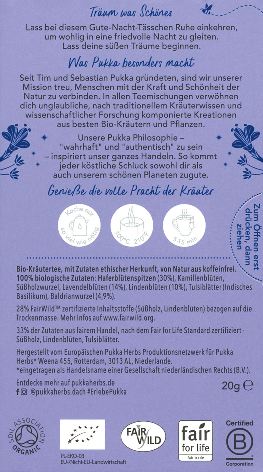 Pukka Bio-Kr�utertee �Wohlige Nachtruhe�01