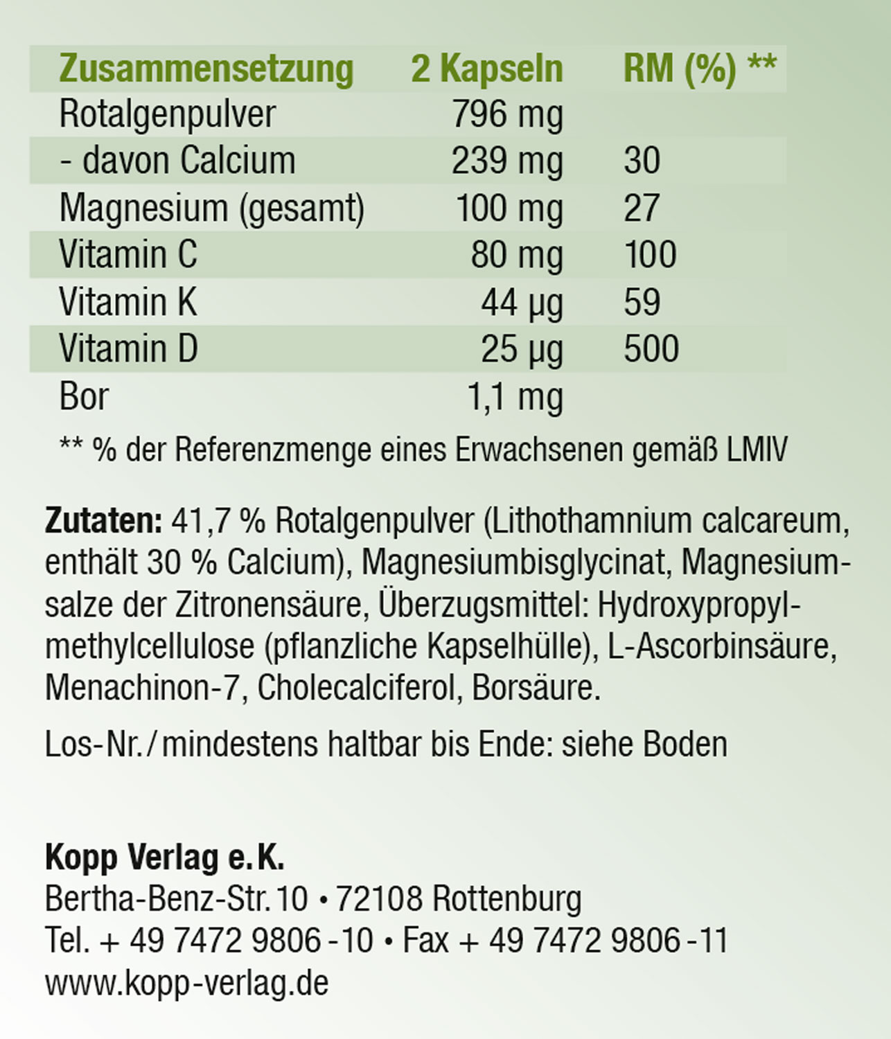 Kopp Vital   Knochenkraft / 120 Kapseln02
