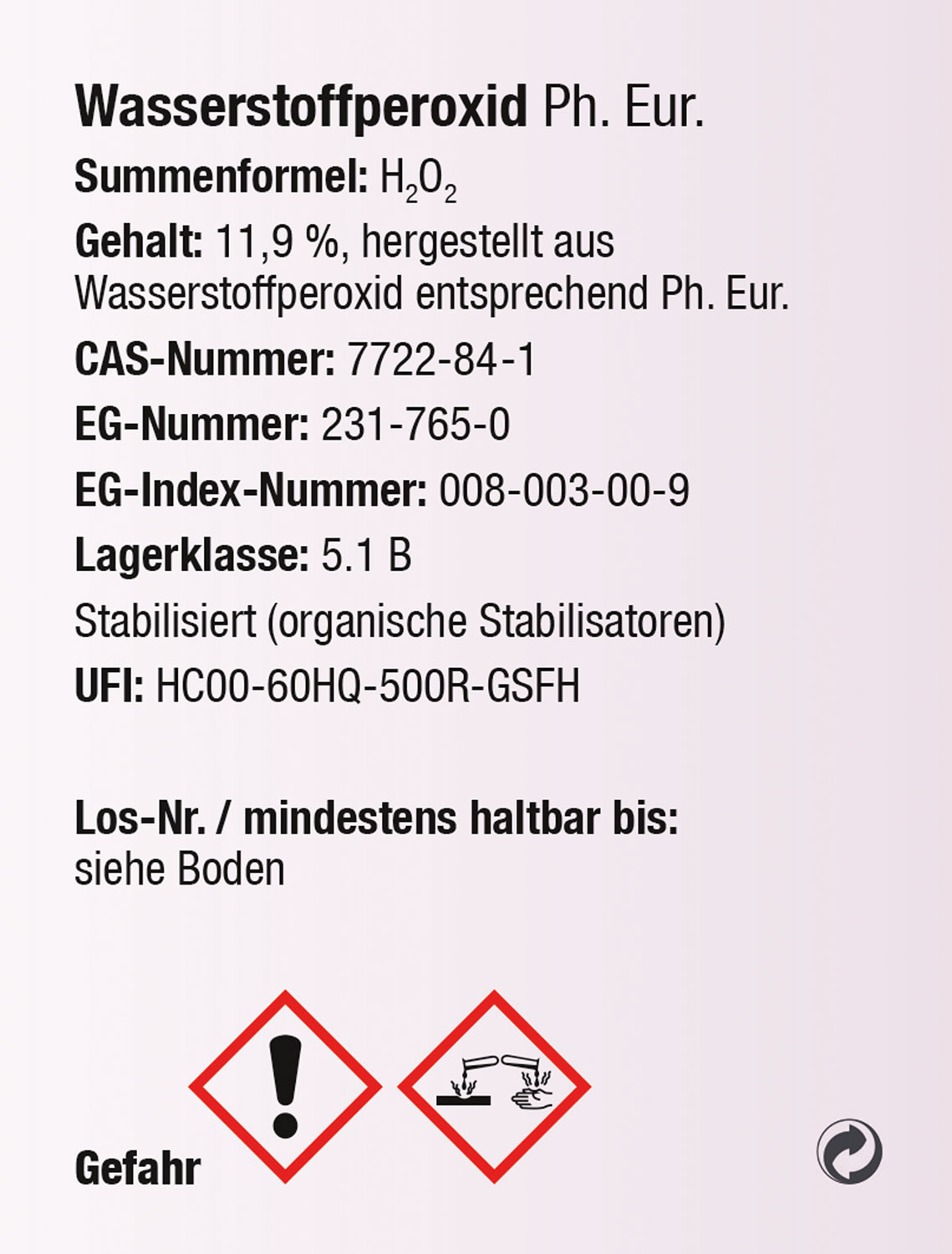 Wasserstoffperoxid 11,9 % (Ph. Eur.) / H2O2 laborgeprft / Phosphatfrei stabilisiert02