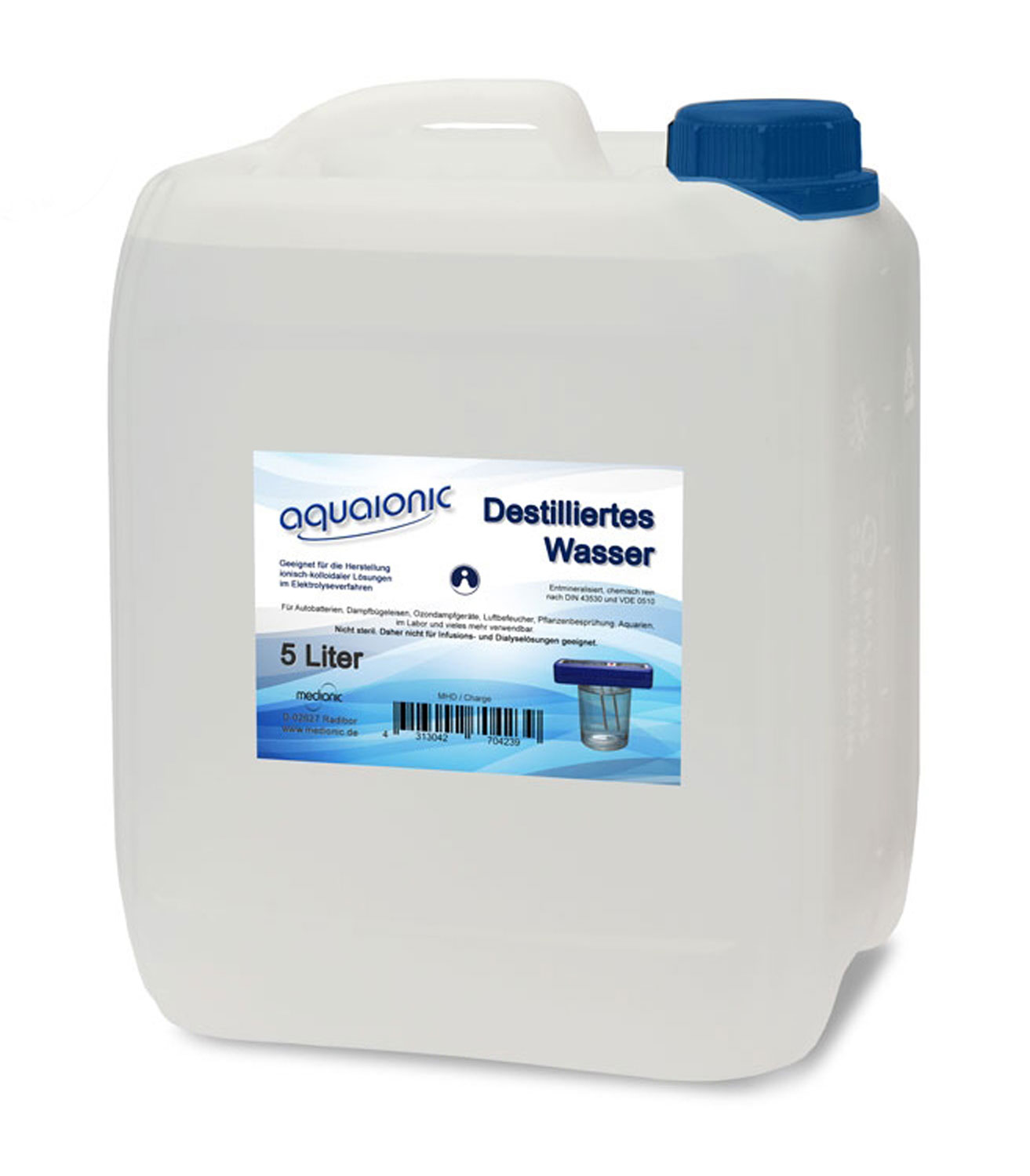aquaionic® Destilliertes Wasser 5 Liter Aqua dest Wasserfilter & Zubehör