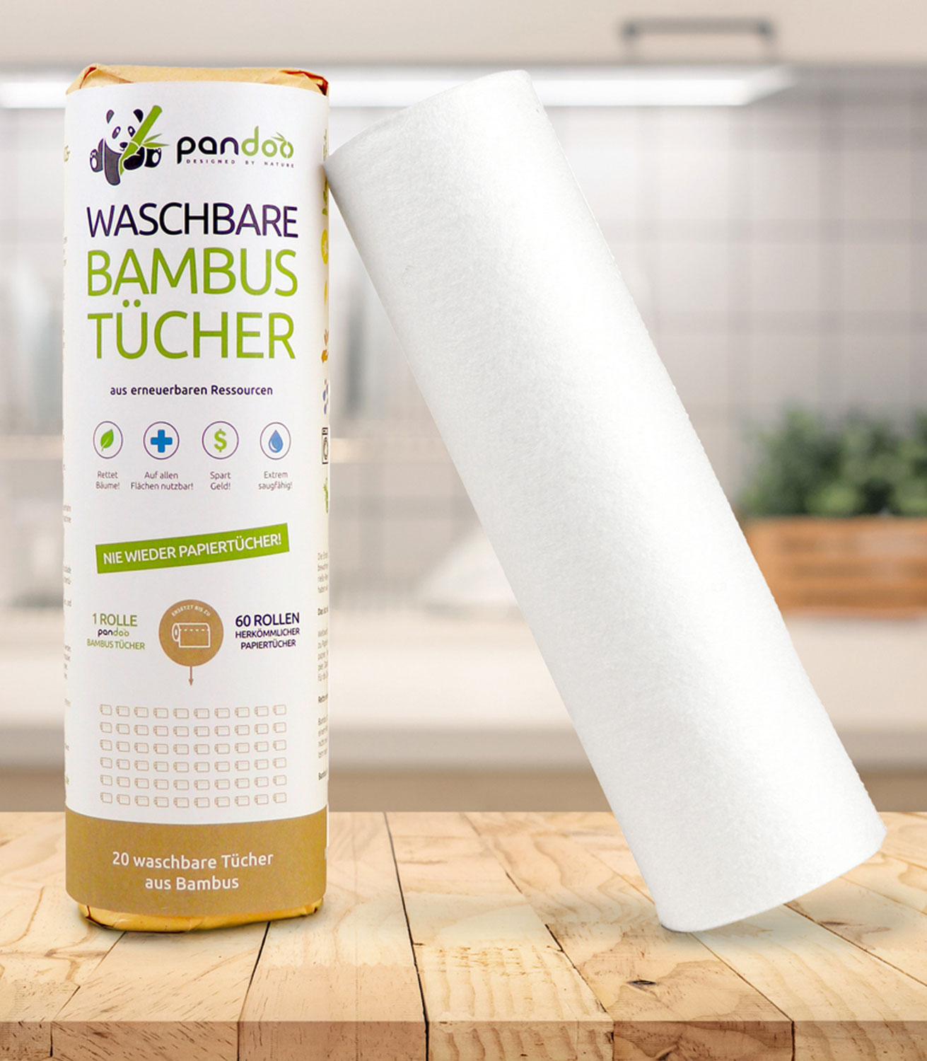 Pandoo BambusKüchenrolle wiederverwendbar Neu Wohlbefinden Kopp