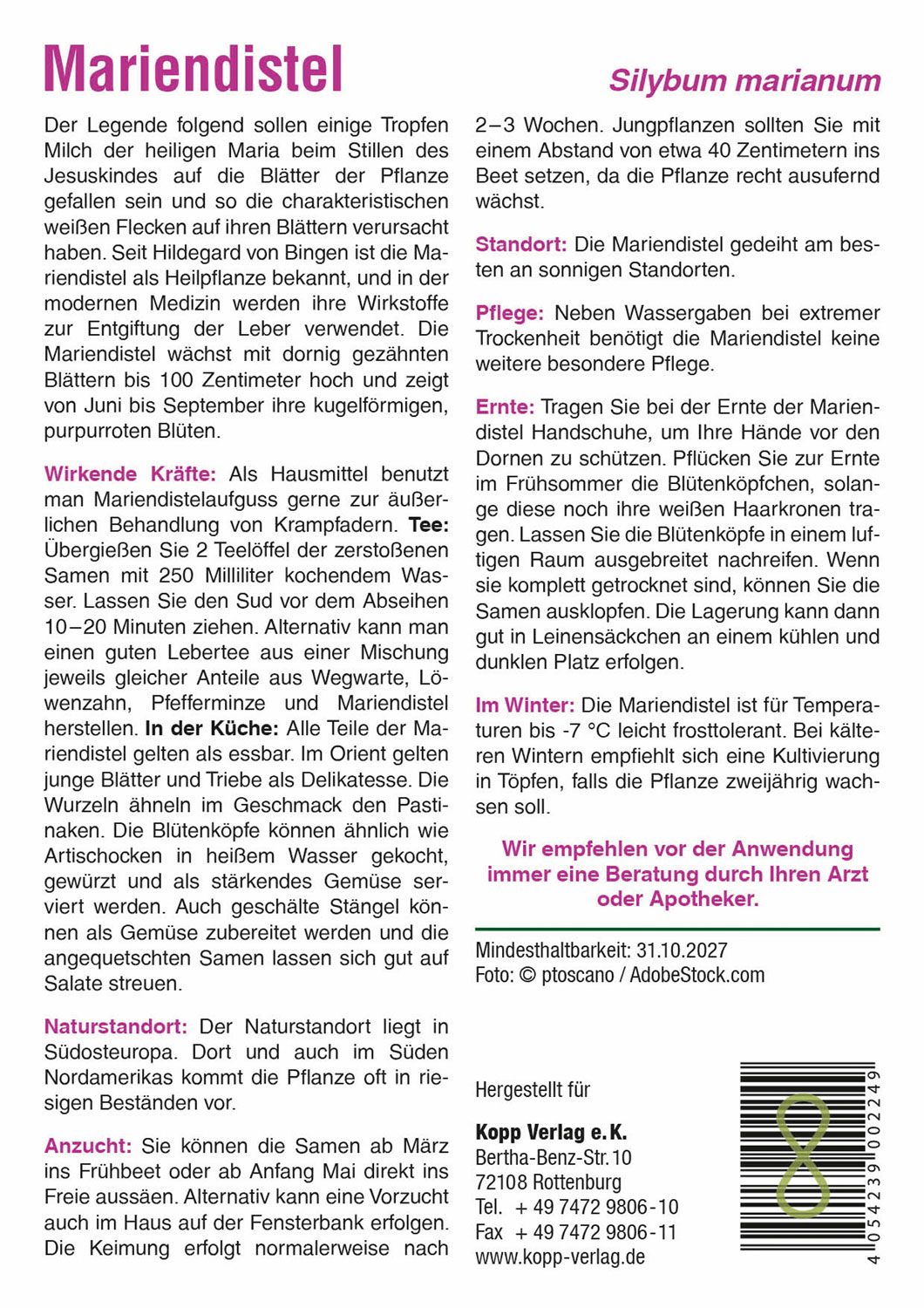 Mariendistel - Mein Heilpflanzengarten01