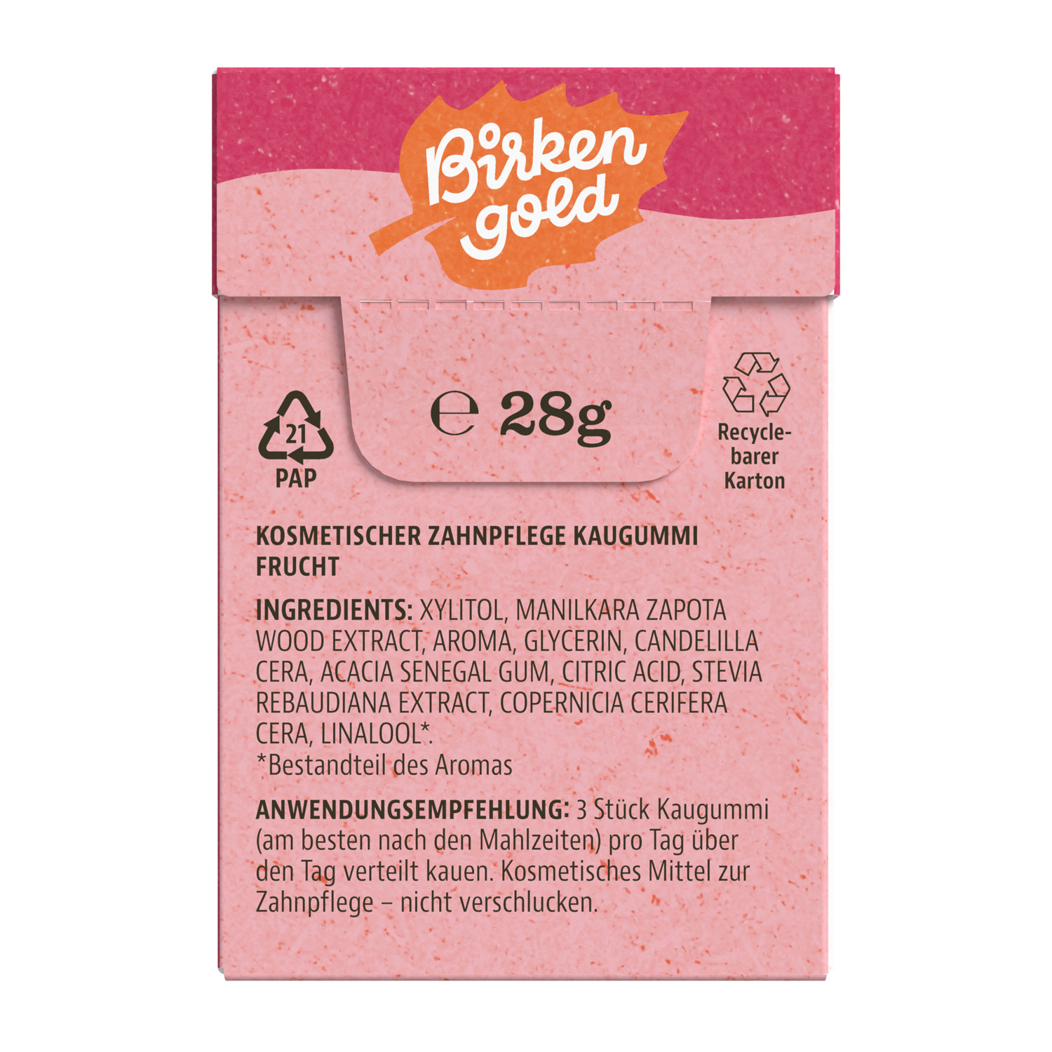 Birkengold   Xylit-Kaugummi Frucht01