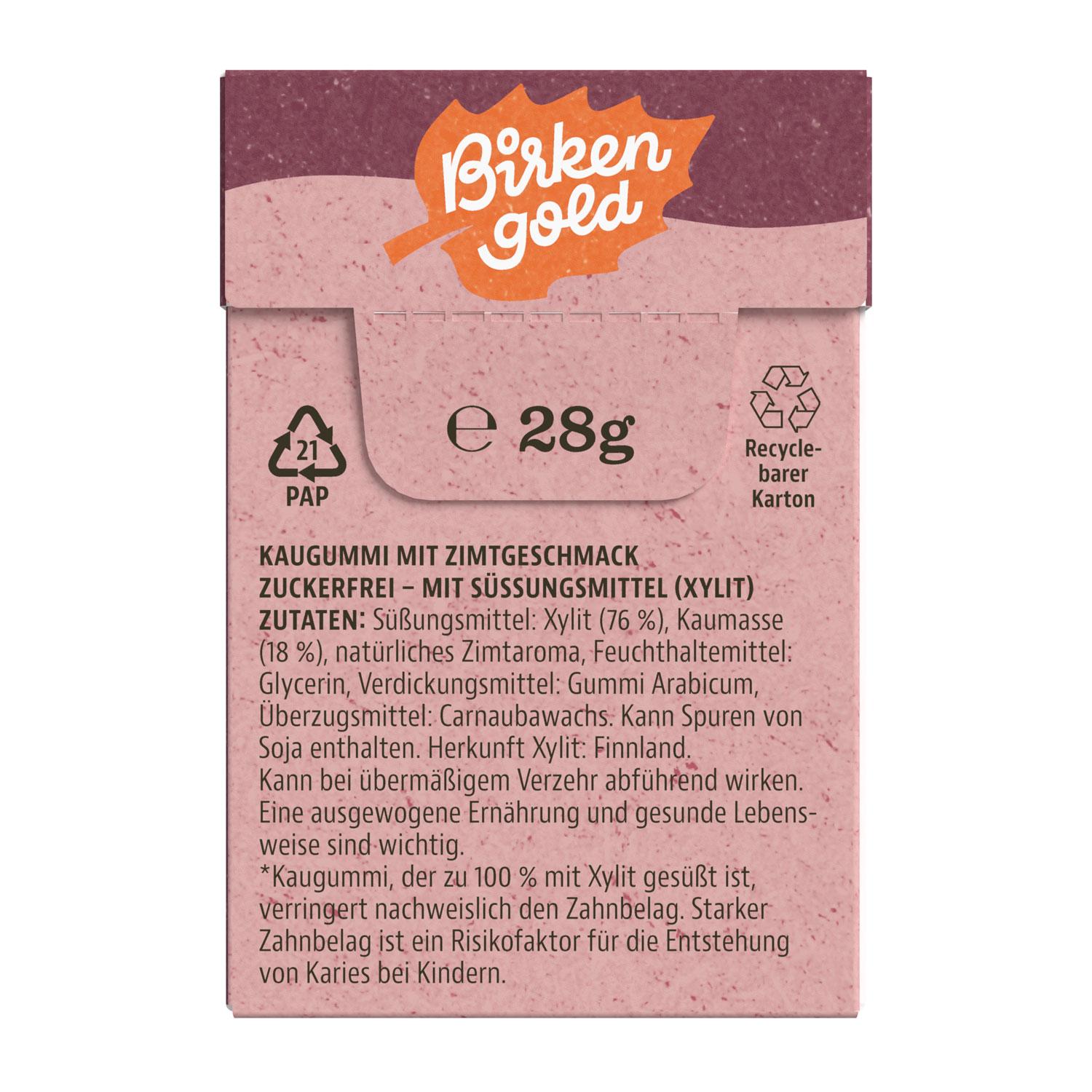 Birkengold   Xylit-Kaugummi Zimt01