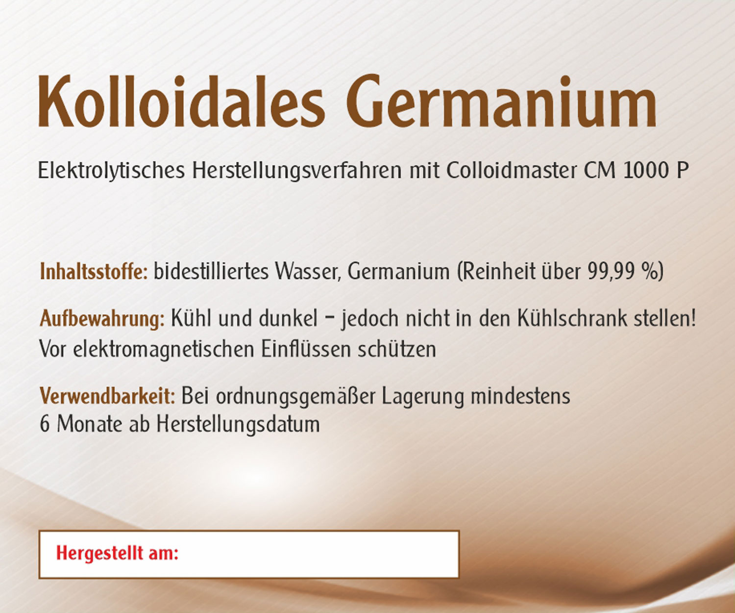 Kolloidales Germanium - Konzentration 100 ppm - 250 ml - Neu ...