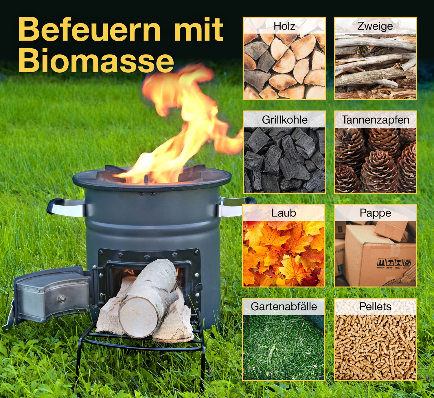 Raketenofen fr Dutch Oven, Gusspfanne, Gusstopf oder Grill / mit Gusseiserner Kochplatte04