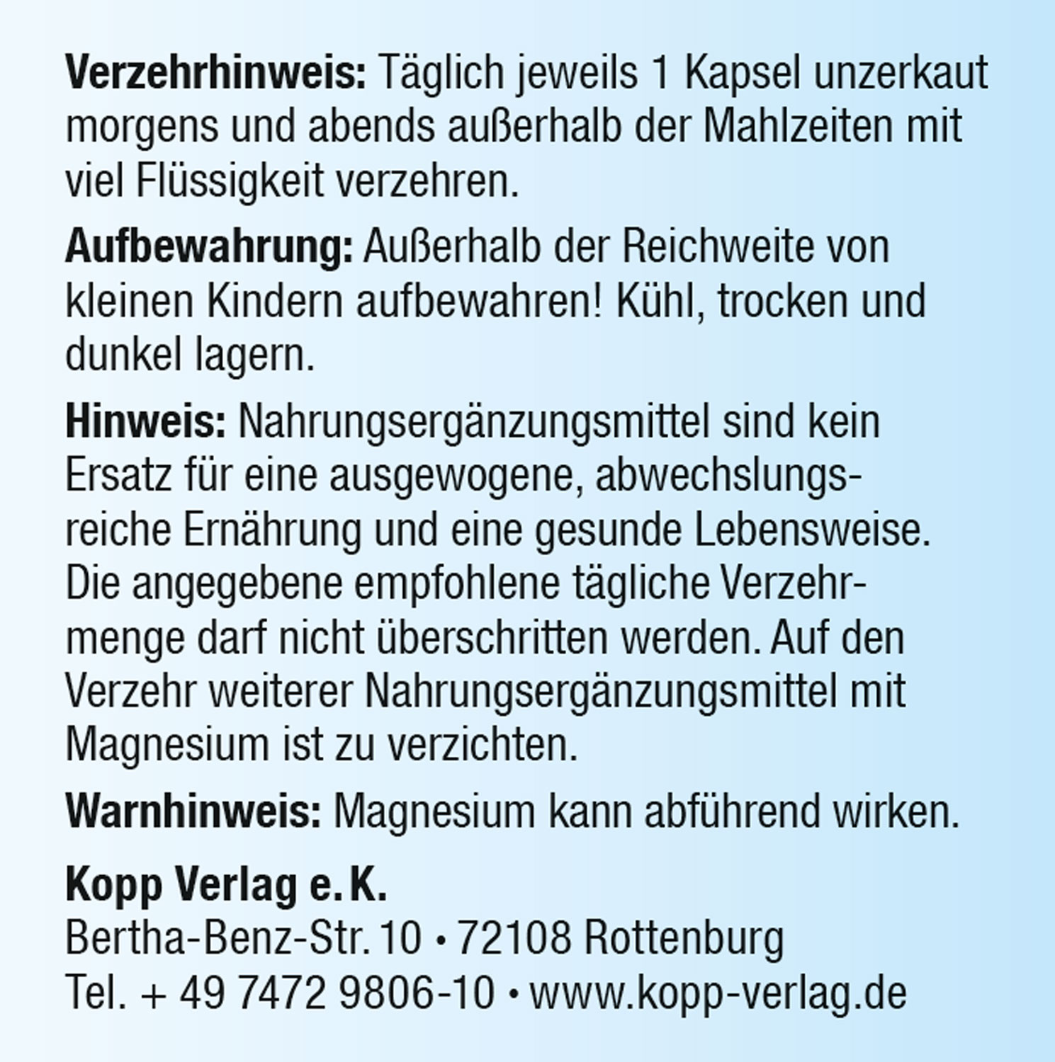 Kopp Vital   Magnesium forte / 165 mg / 90 Kapseln03