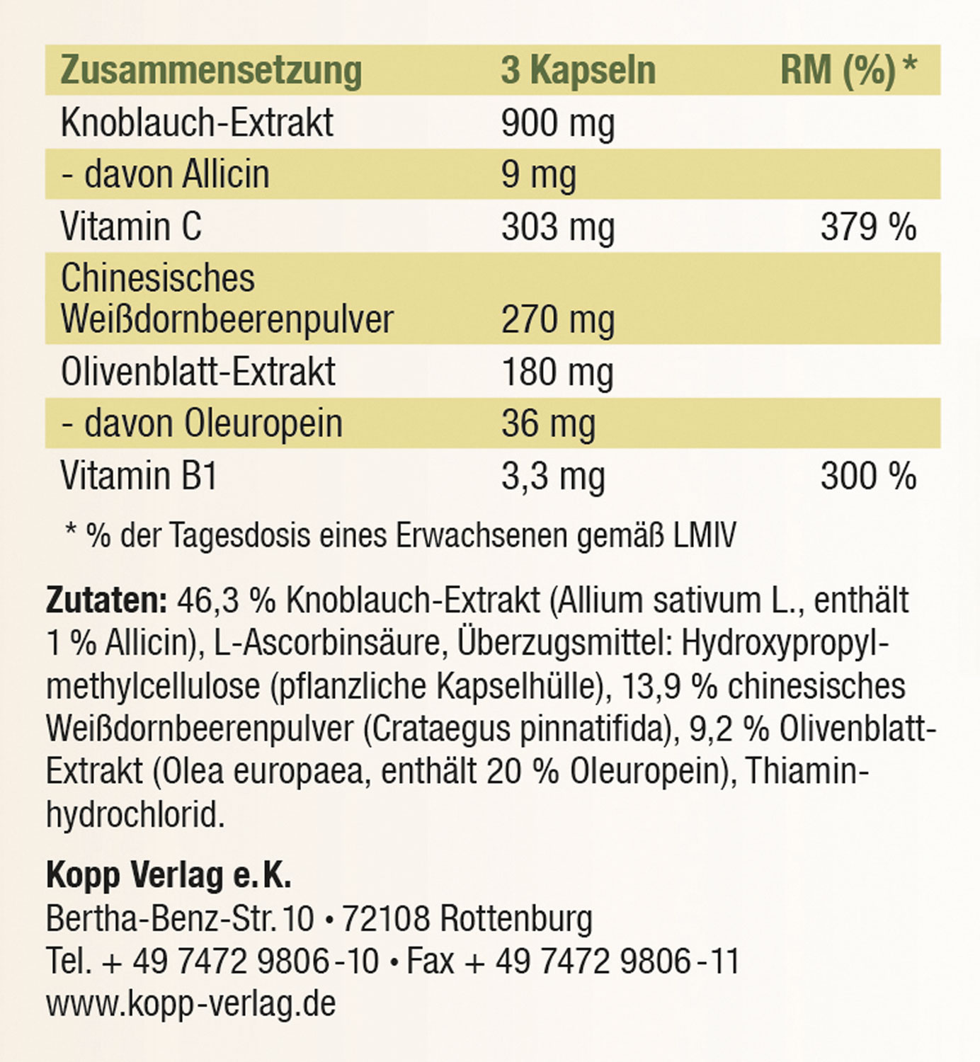Kopp Vital �  Knoblauch Kapseln / 300 mg / 180 Kapseln02