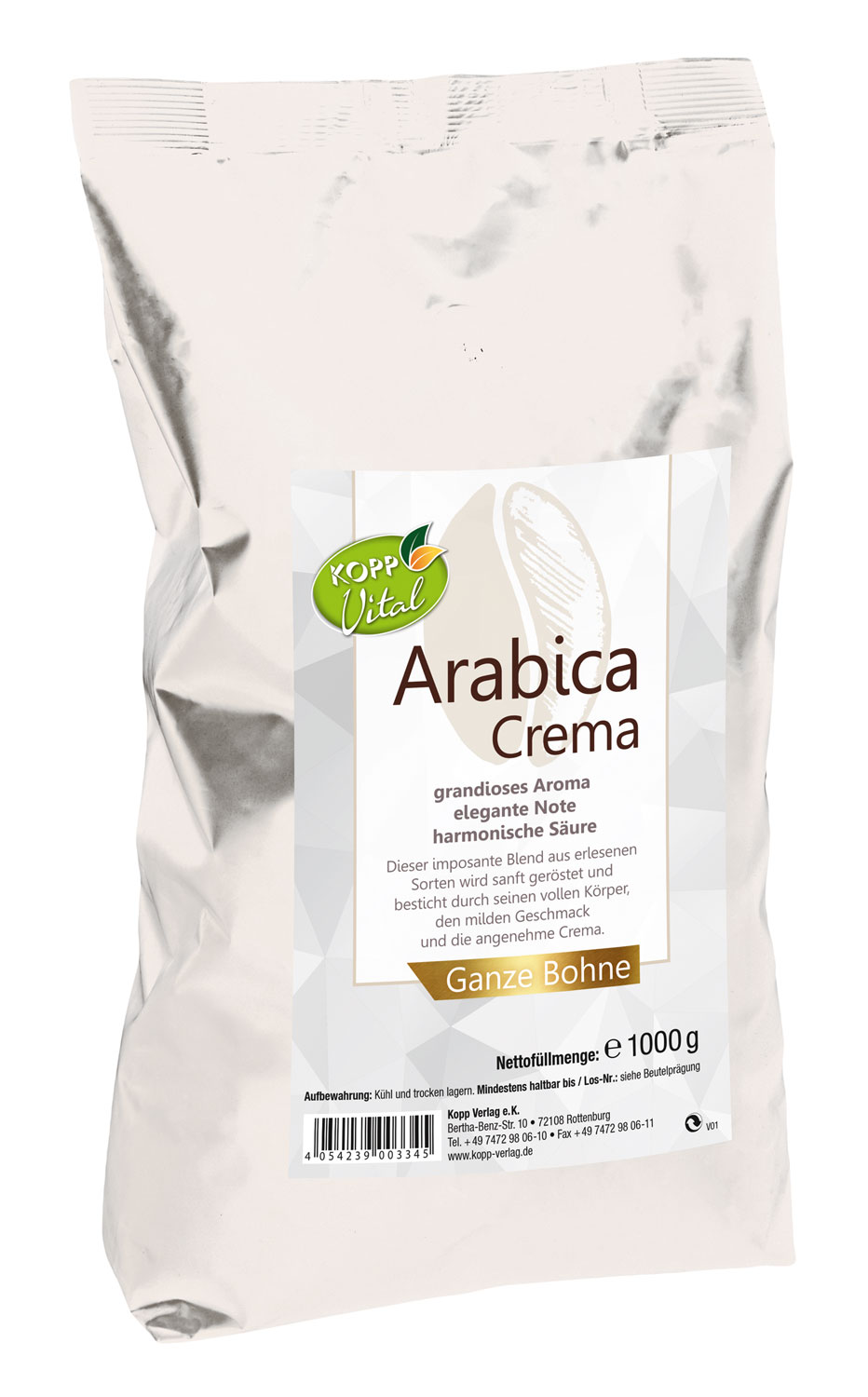 Kopp Vital   Arabica Crema - ganze Bohne