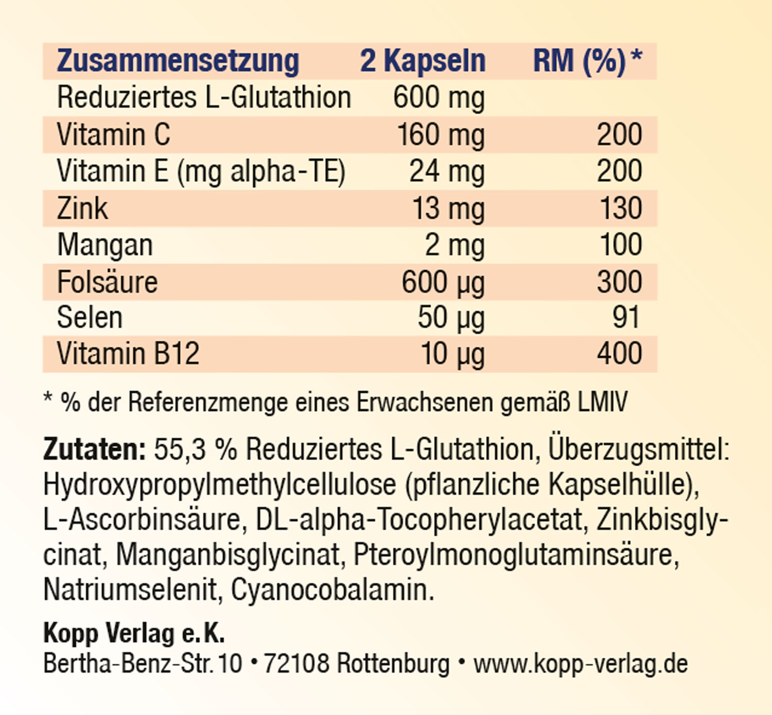 Kopp Vital   Glutathion Dual Plus / 300 mg / 90 Kapseln02