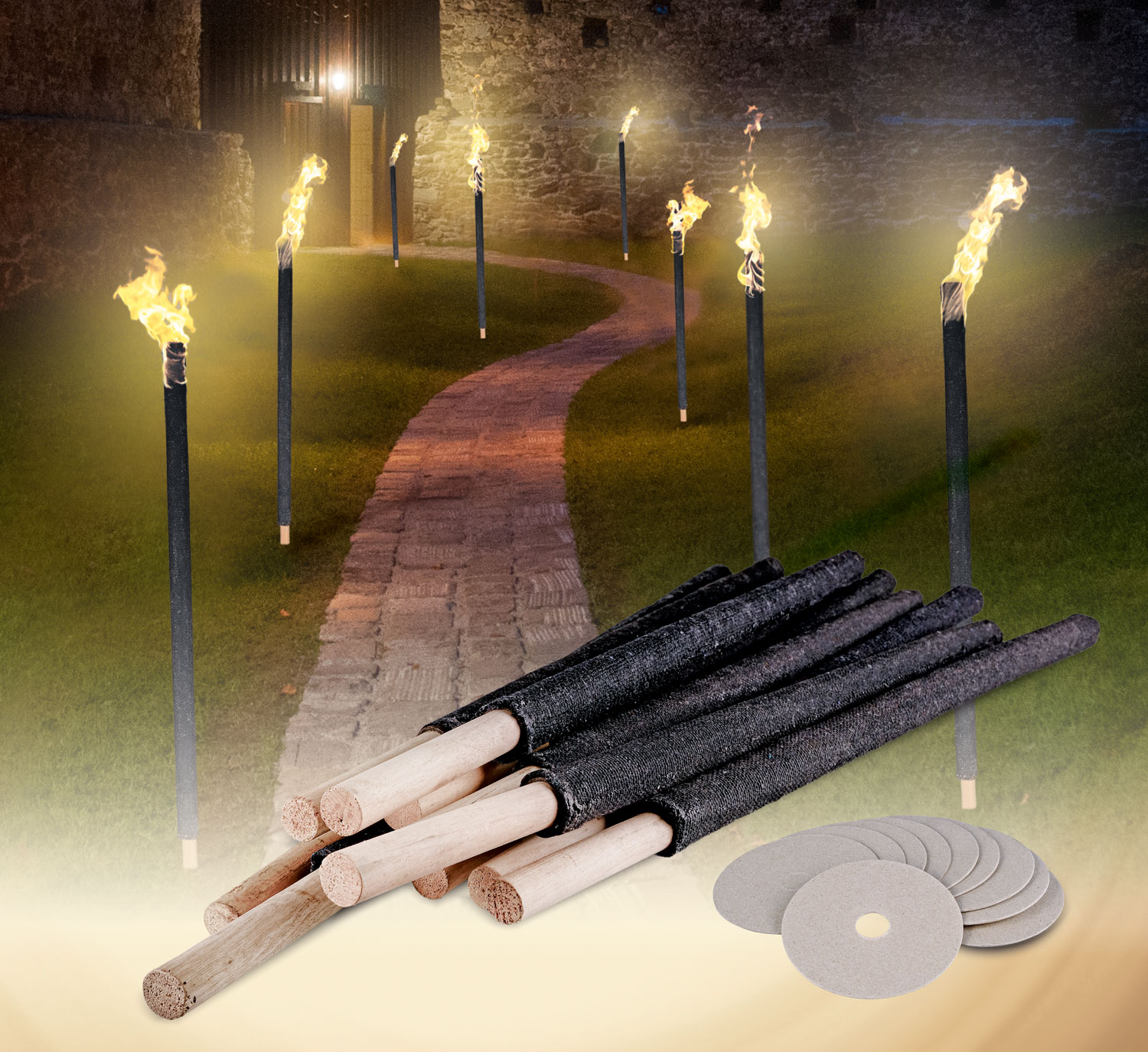 Wachsfackeln mit Handschutz