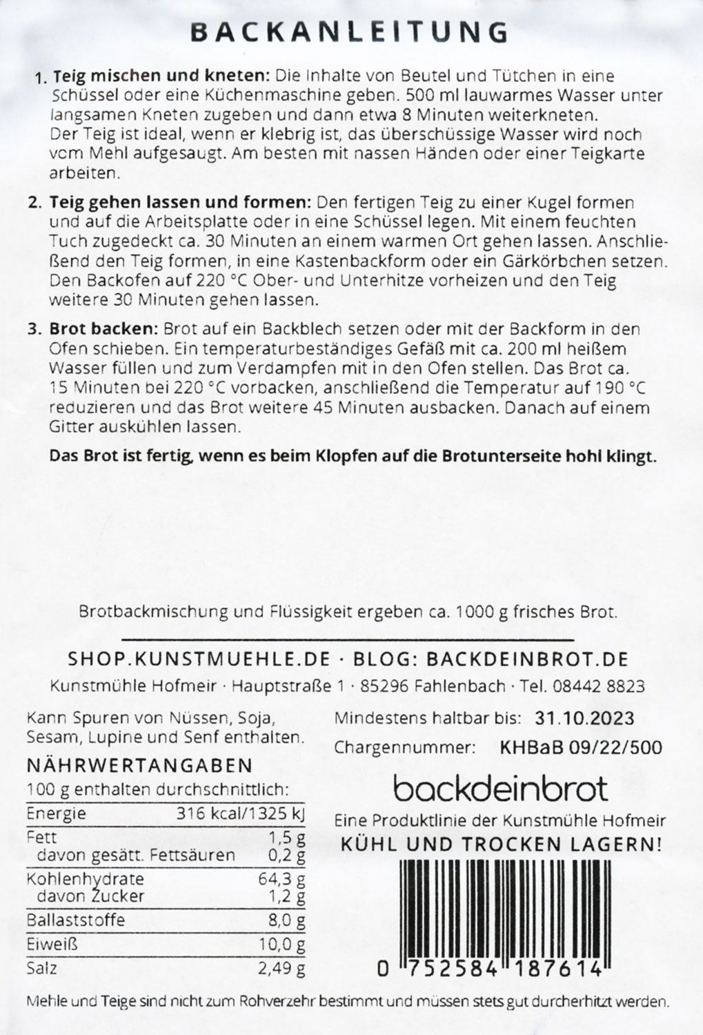 Brotbackmischung Bauernbrot01