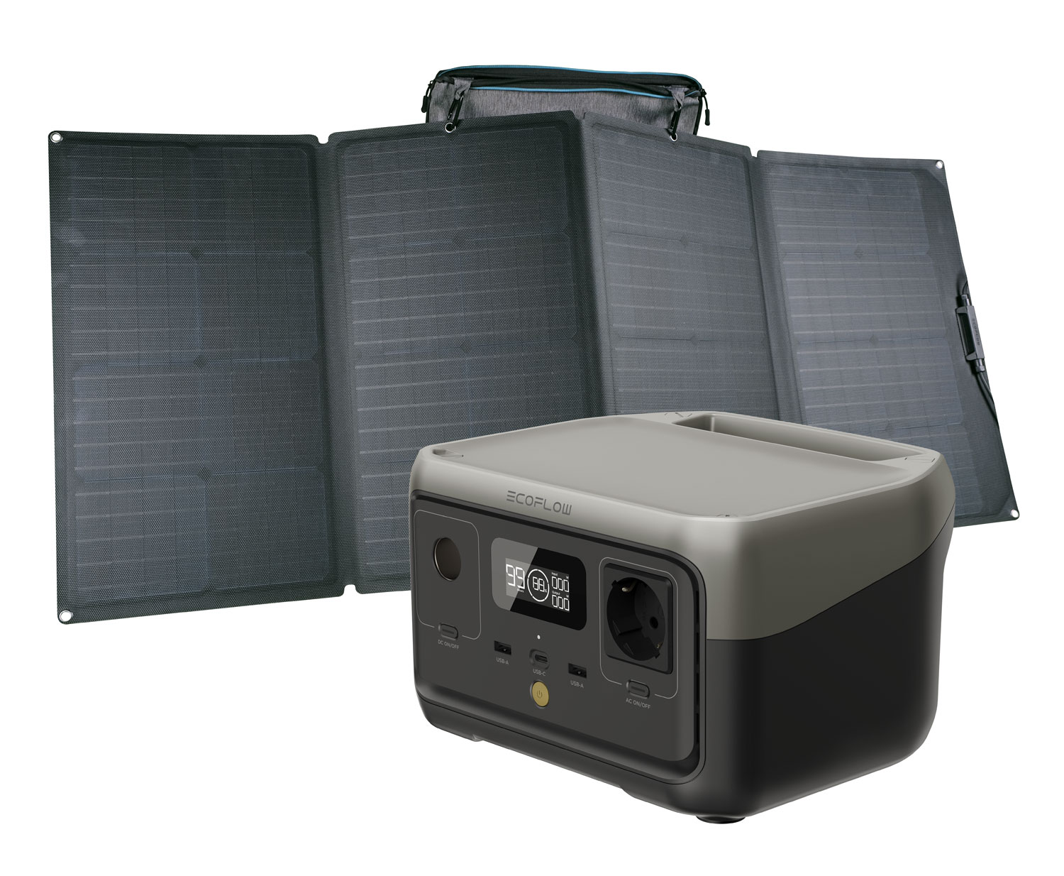 EcoFlow RIVER 2 Powerstation 256 Wh mit Solarpanel 160 W