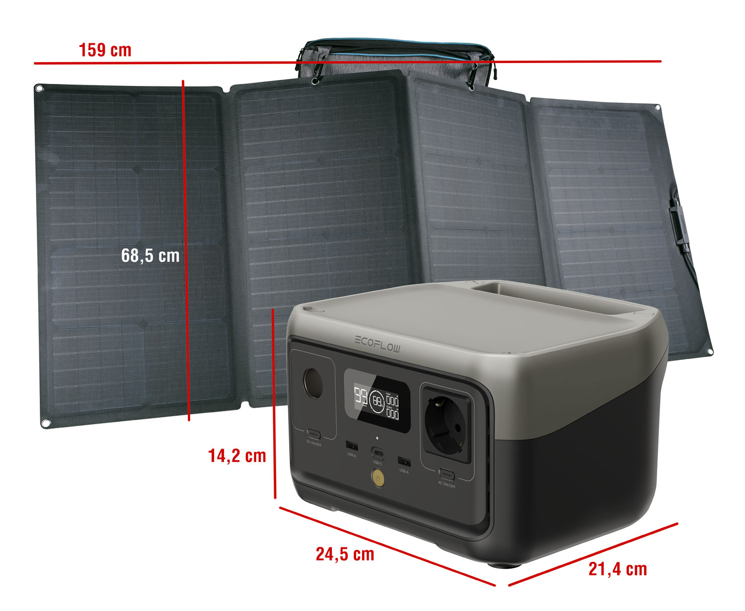 EcoFlow RIVER 2 Powerstation 256 Wh mit Solarpanel 160 W01