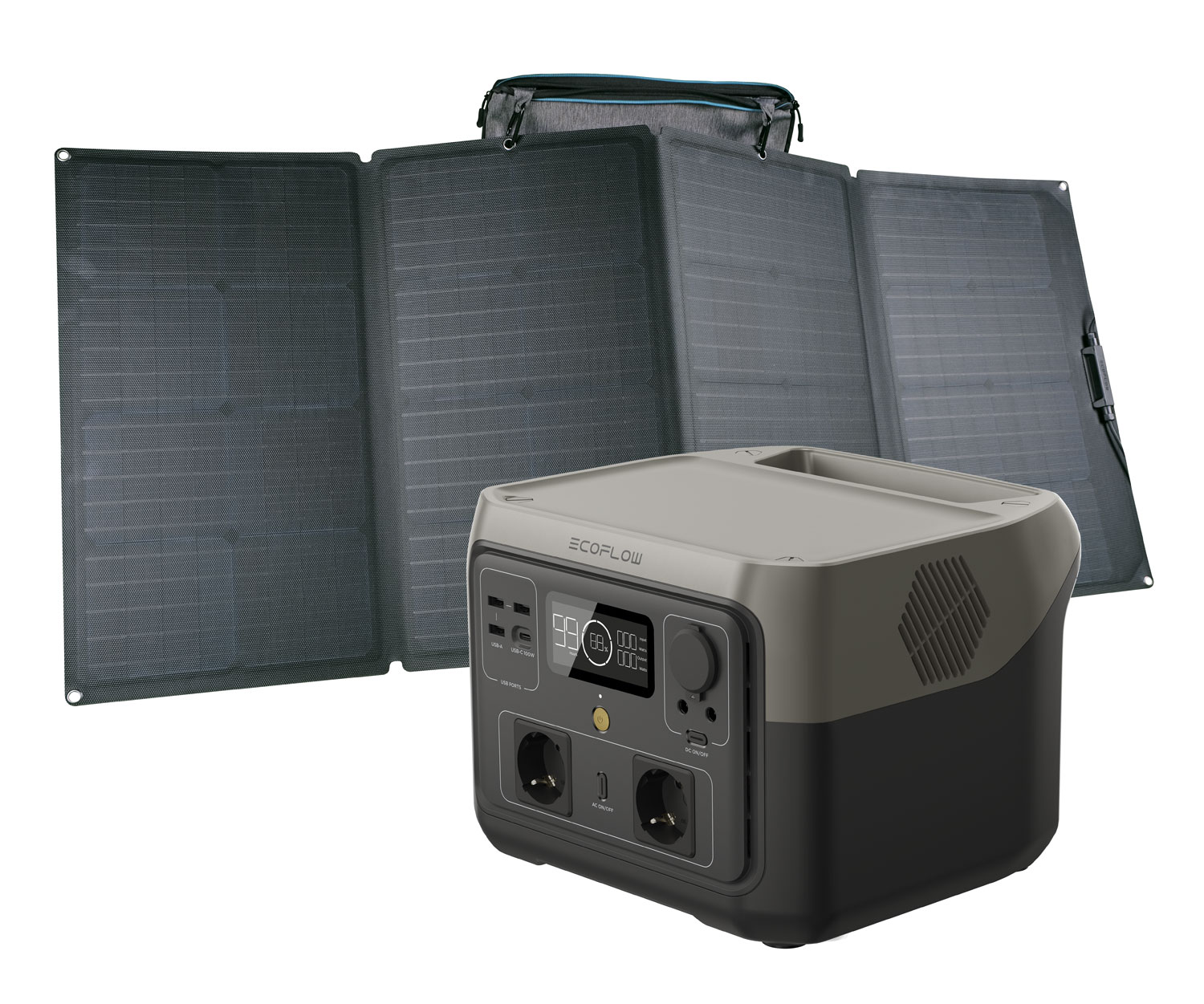 EcoFlow RIVER 2 Max Powerstation 512 Wh mit Solarpanel 160 W EcoFlow Sets EcoFlow Outdoor