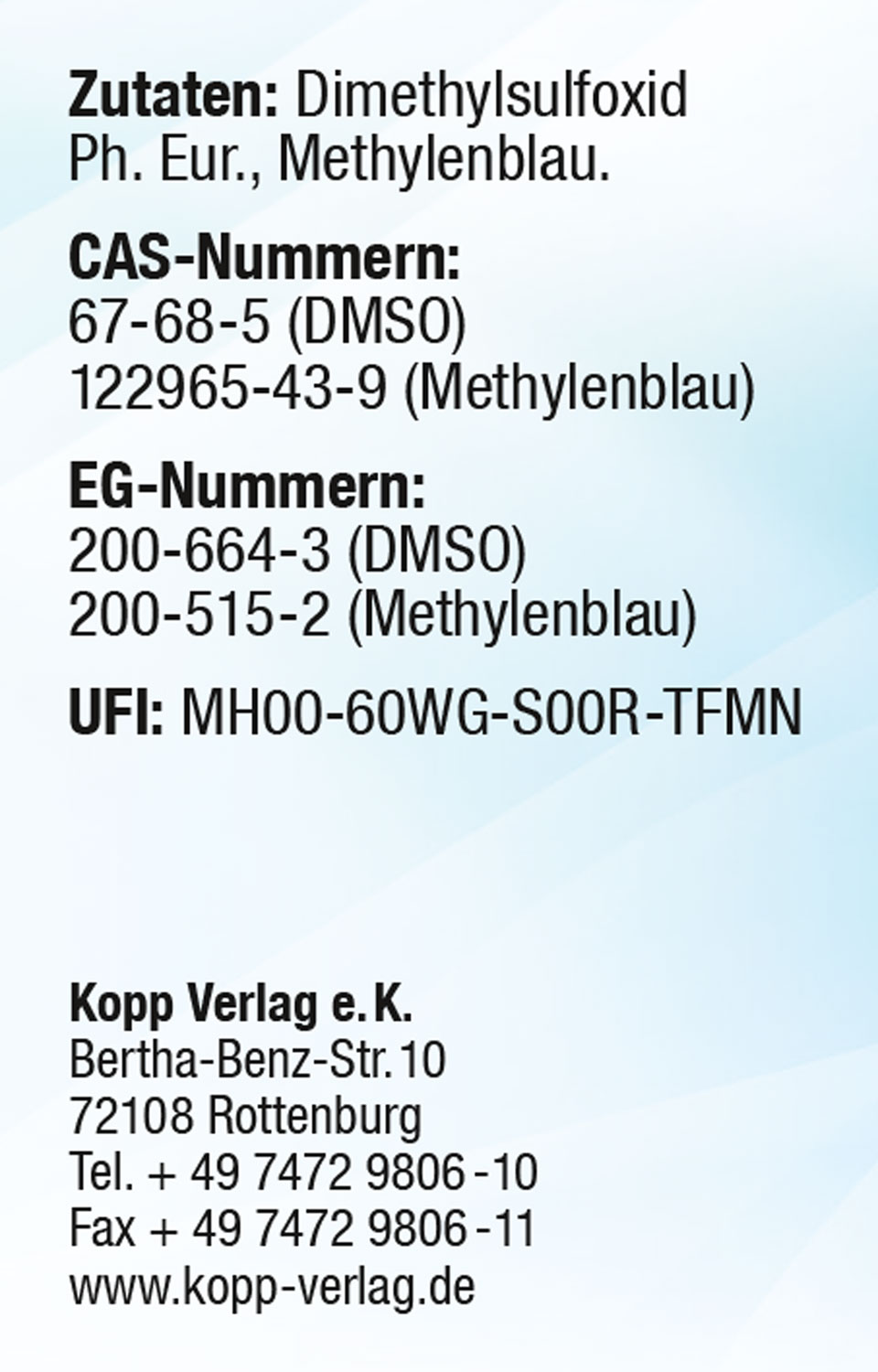 Methylenblau mit DMSO  / mindestens 99,8 % rein / frei von Schwermetallen03