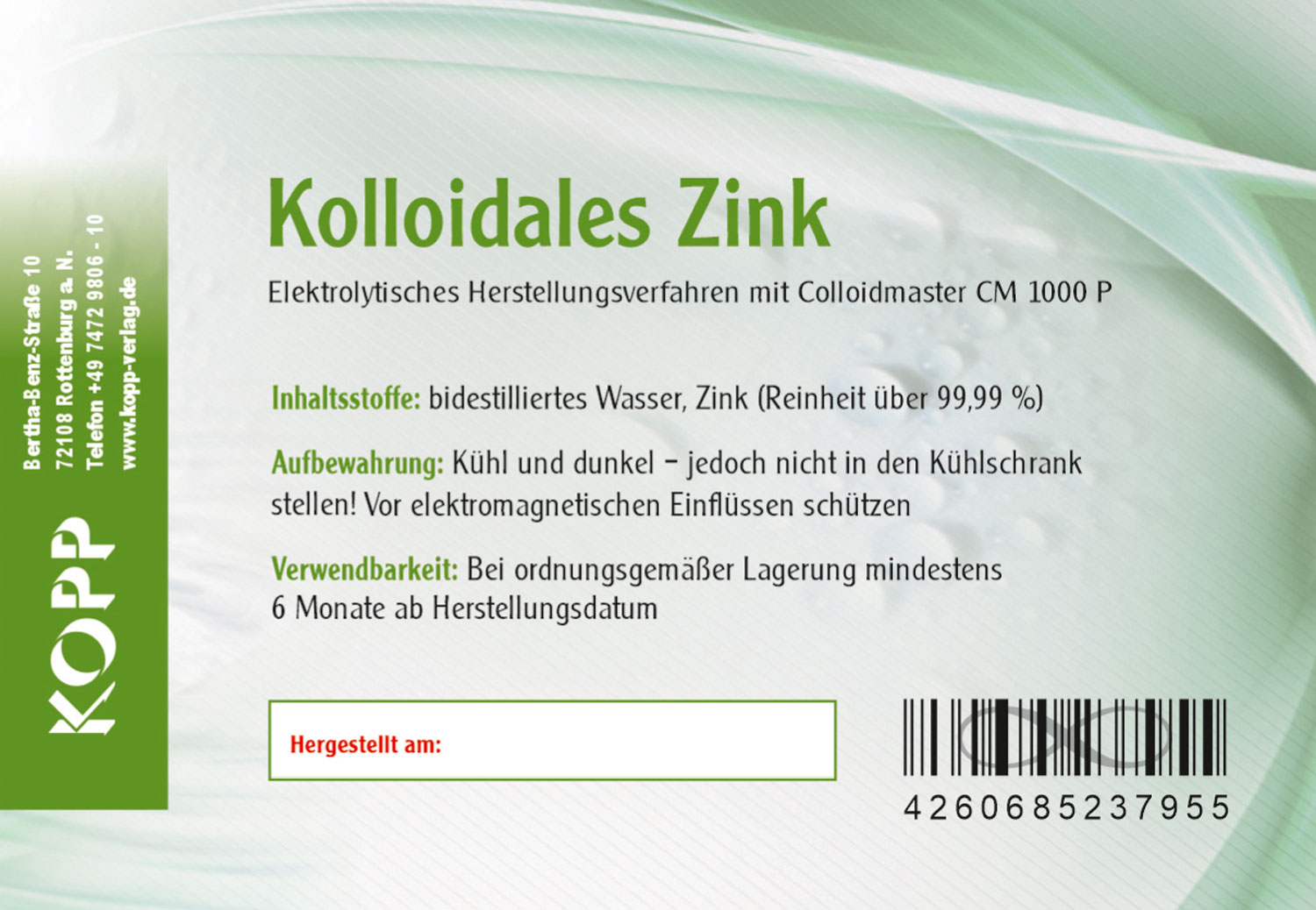 Kolloidales Zink - Konzentration 100 ppm02