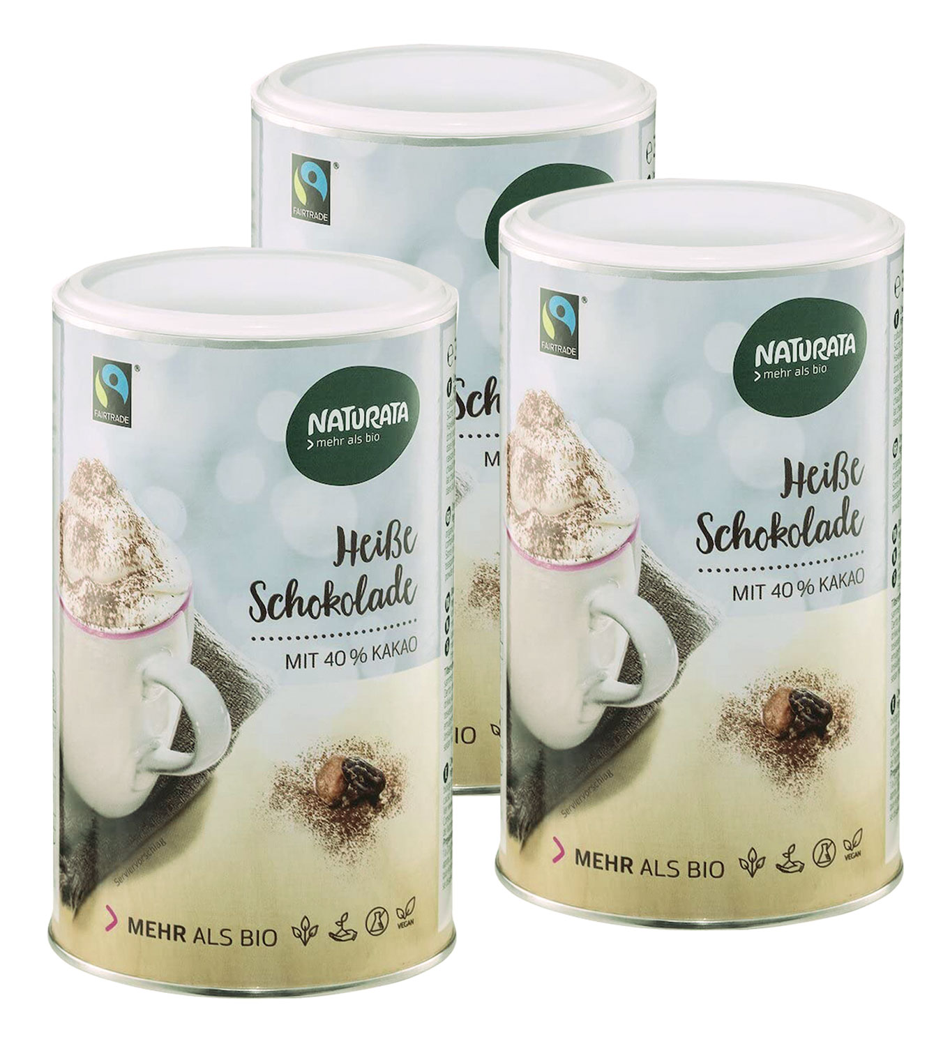 3er-Pack Naturata Bio-Heie Schokolade mit 40 % Kakao