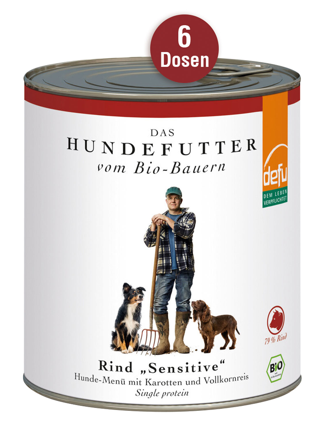 6er-Pack Defu Bio-Rind Sensitive Hunde-Men