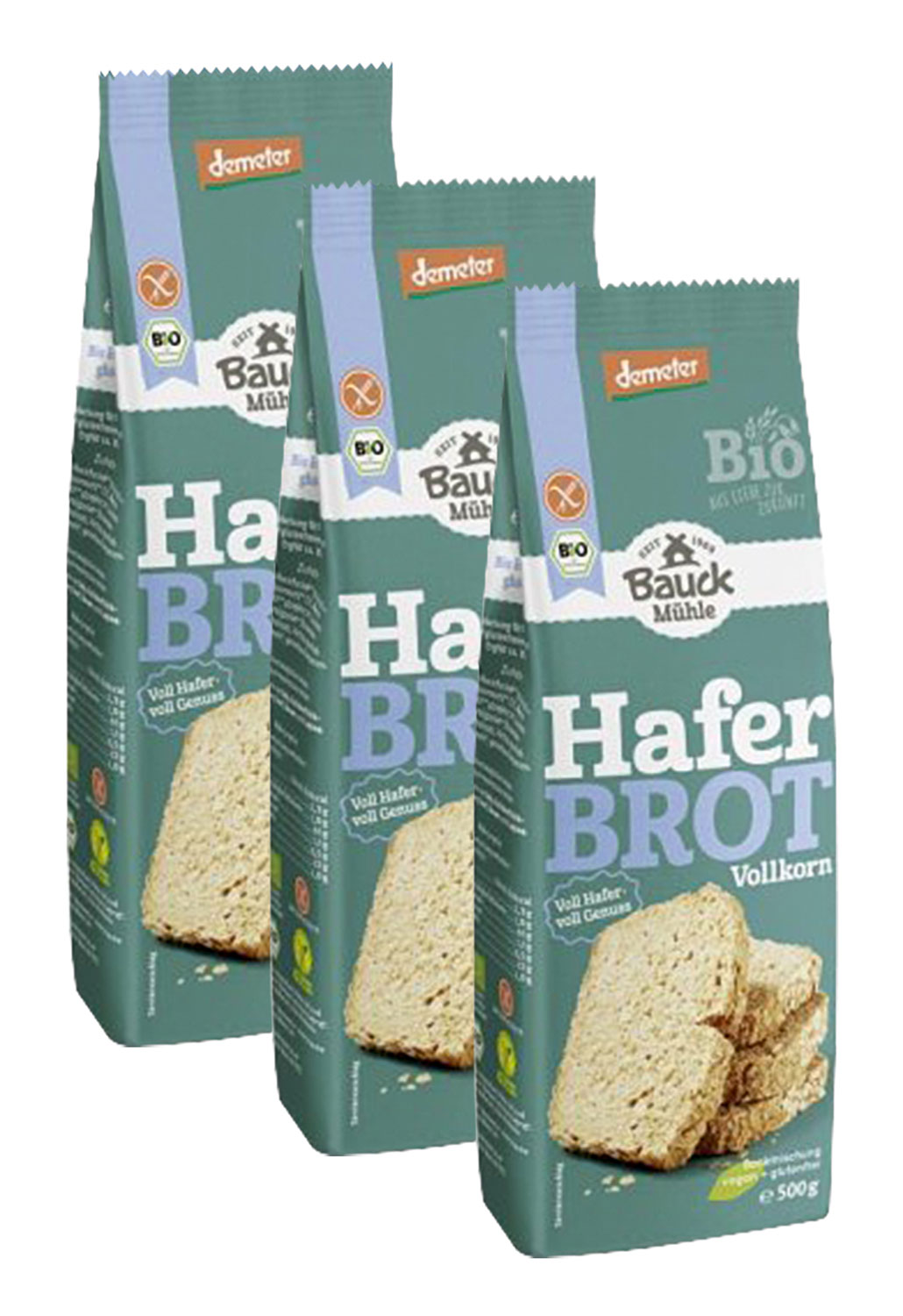 3er-Pack Bauck Mhle Haferbrot Vollkorn Bio
