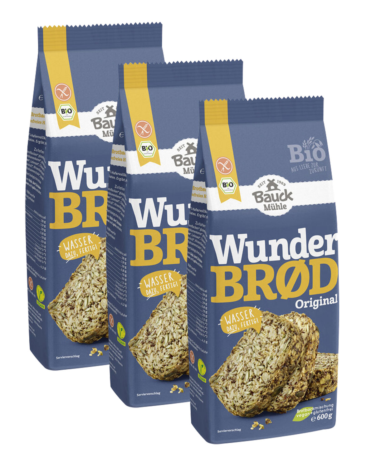 3er-Pack Bauck Mhle Wunderbrd Original Bio