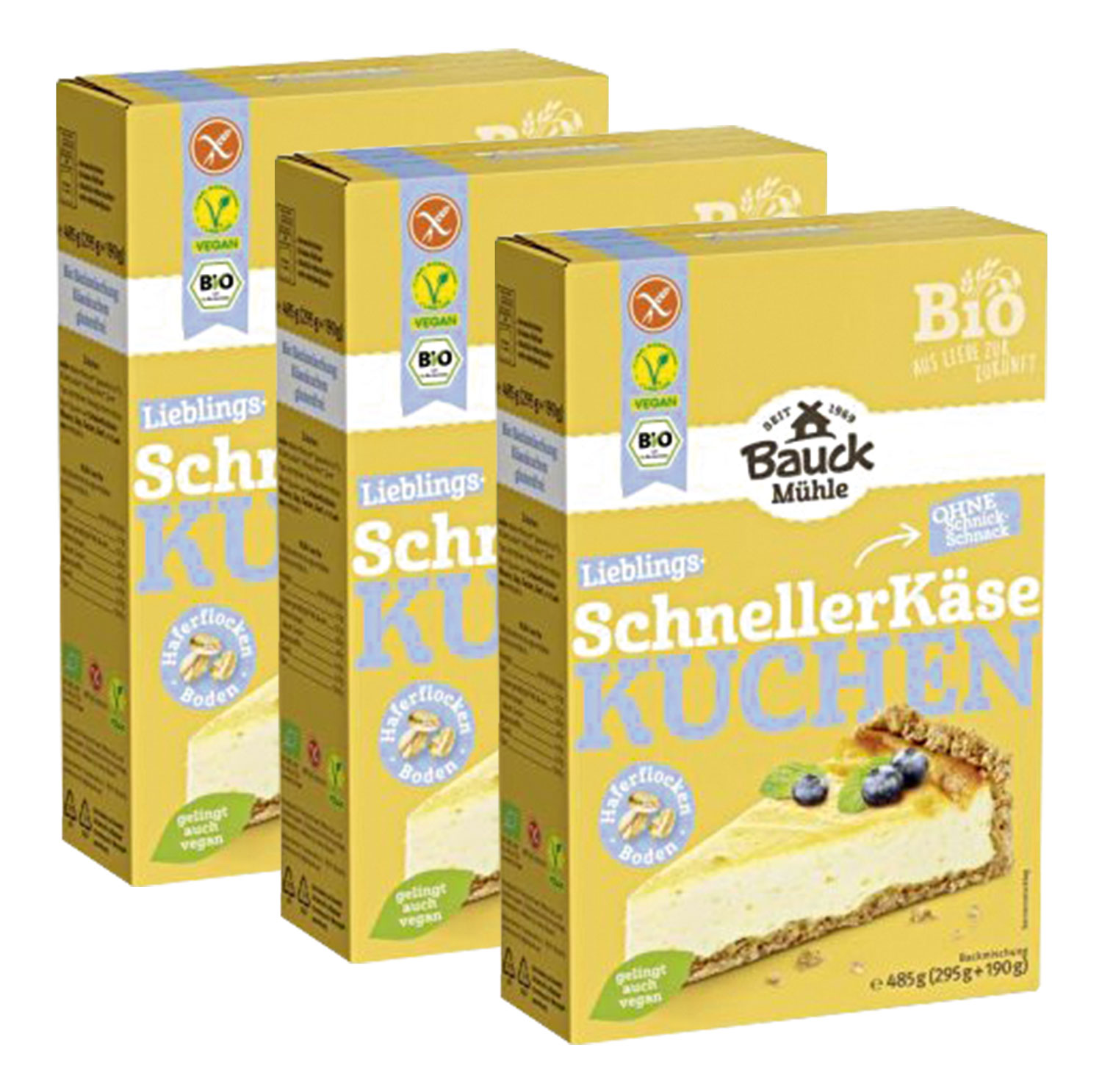 3er-Pack Bauck Mhle Schneller Ksekuchen Bio