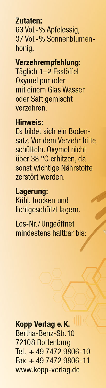 Kopp Vital   Oxymel 500 ml / Sauerhonig / Sonnenblumenhonig und Apfelessig / Premiumqualitt02