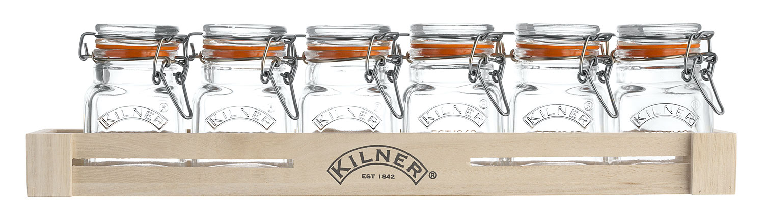 Kilner   Gewrzregal inkl. 6 Gewrzglsern mit Bgelverschluss