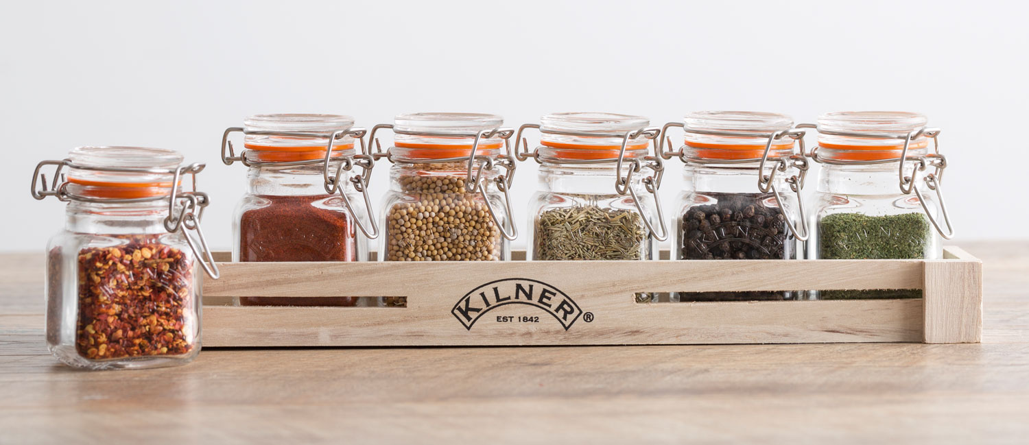 Kilner   Gewrzregal inkl. 6 Gewrzglsern mit Bgelverschluss01
