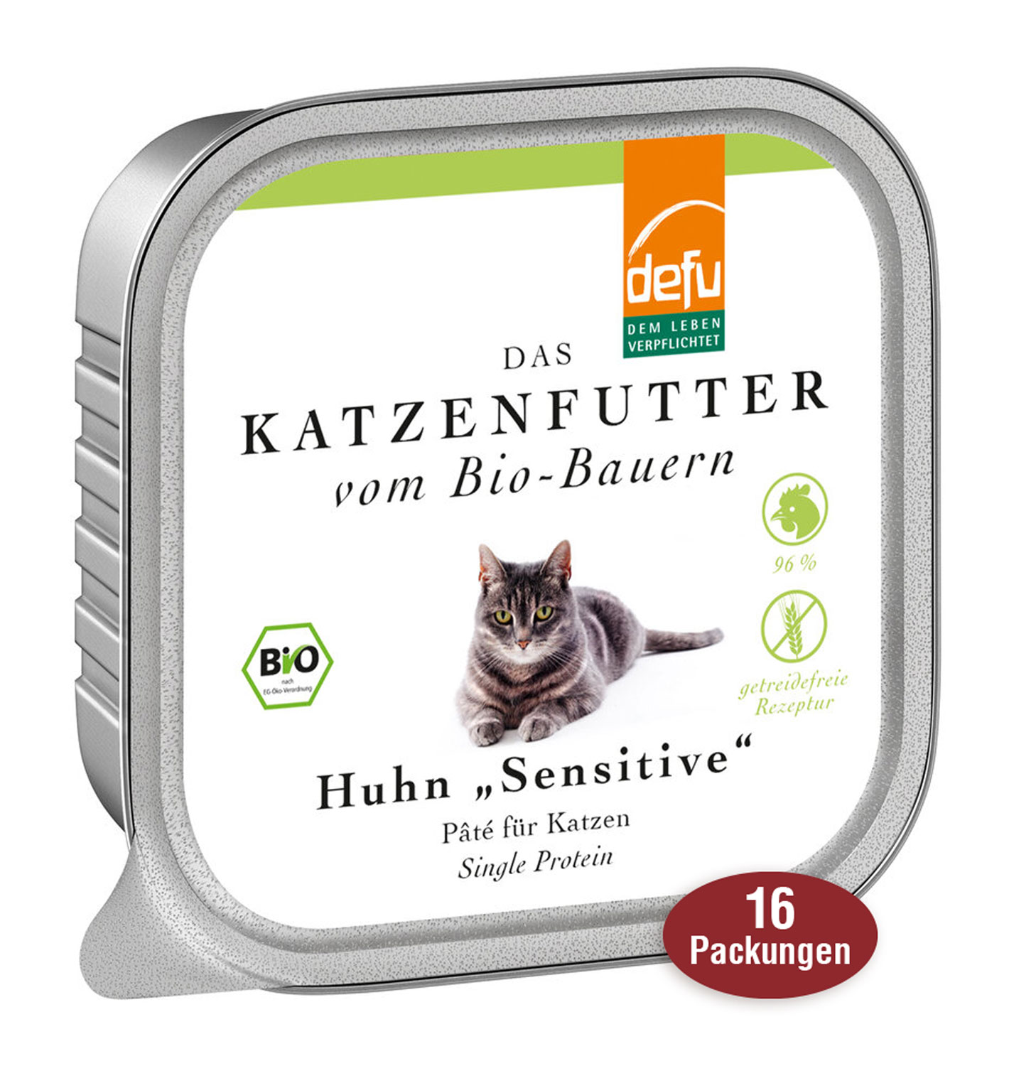 16er-Pack Defu Bio-Pt Huhn Sensitive fr Katzen