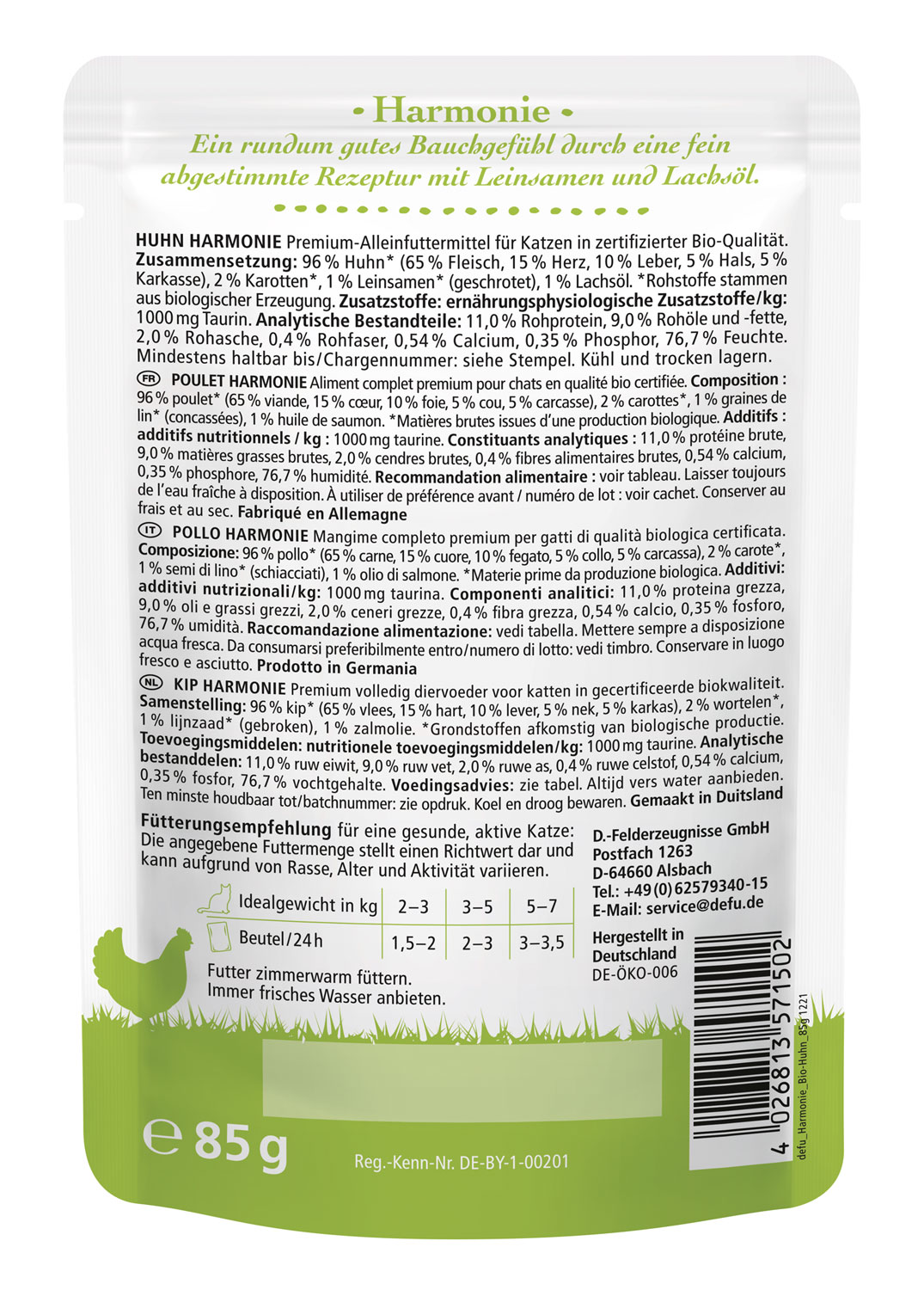 12er-Pack&nbsp; Defu Bio-Huhn �Harmonie� f�r Katzen02