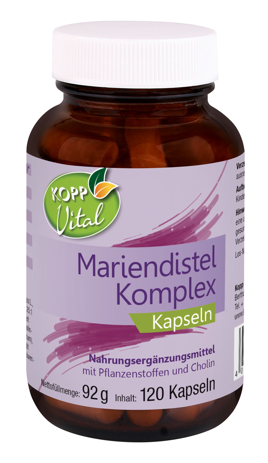 Kopp Vital   Mariendistel Komplex / 120 Kapseln / hochdosiert / Artischocken-Extrakt / Lwenzahnwurzel / Cholin