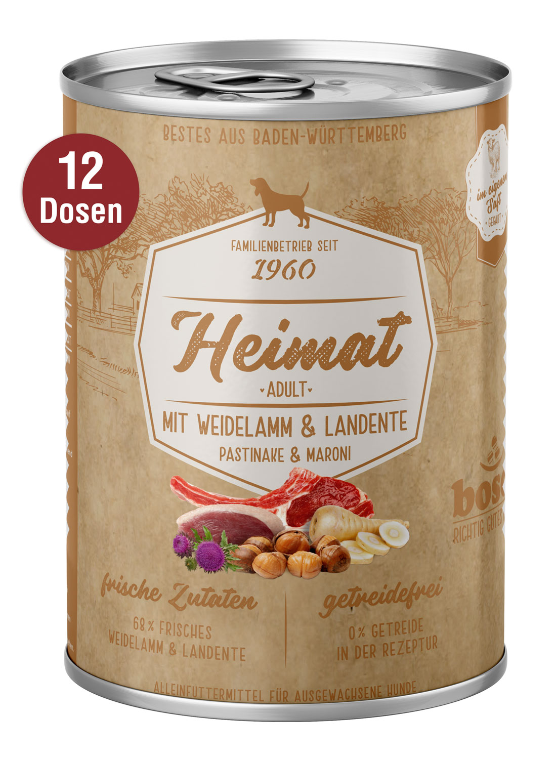 12er-Pack Bosch Heimat Adult Weidelamm & Landente