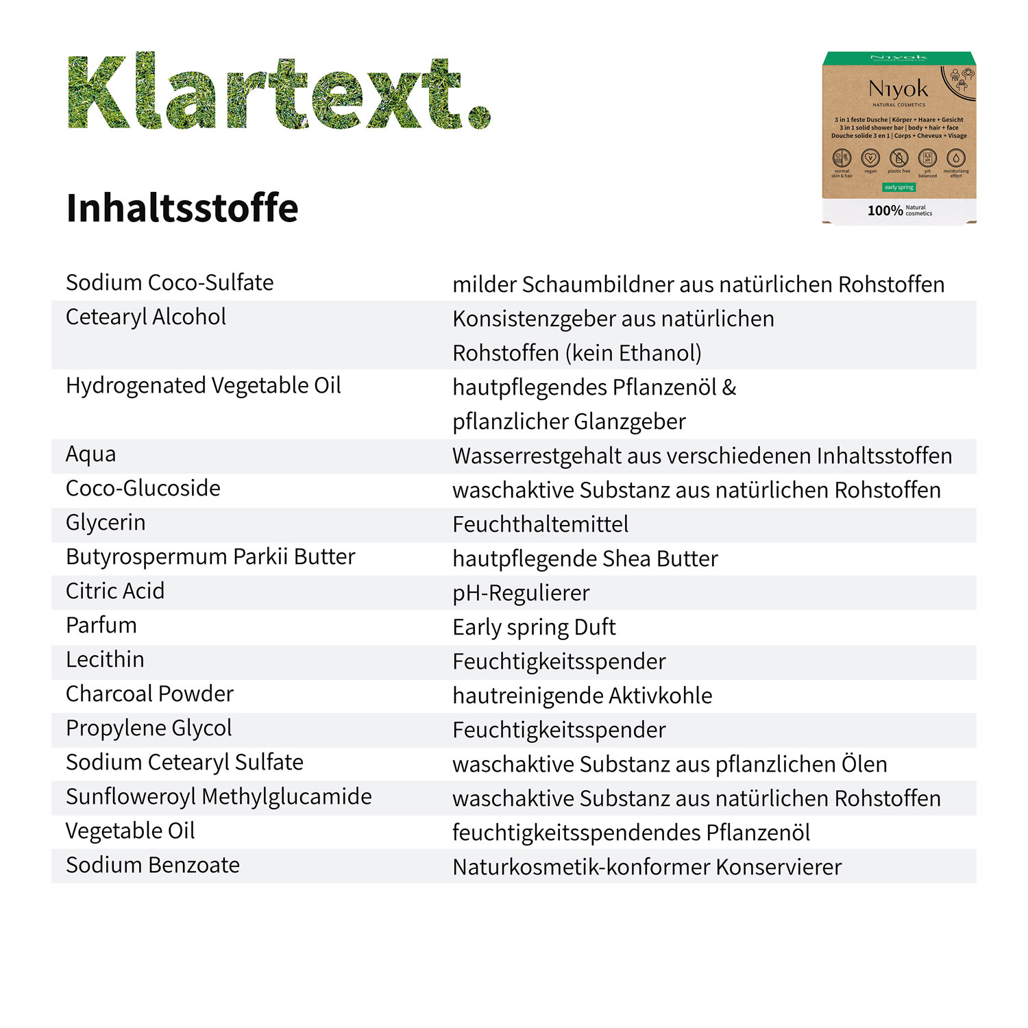  Niyok 3 in 1 feste Dusche 80 g Krper + Haare + Gesicht - Early Spring 03