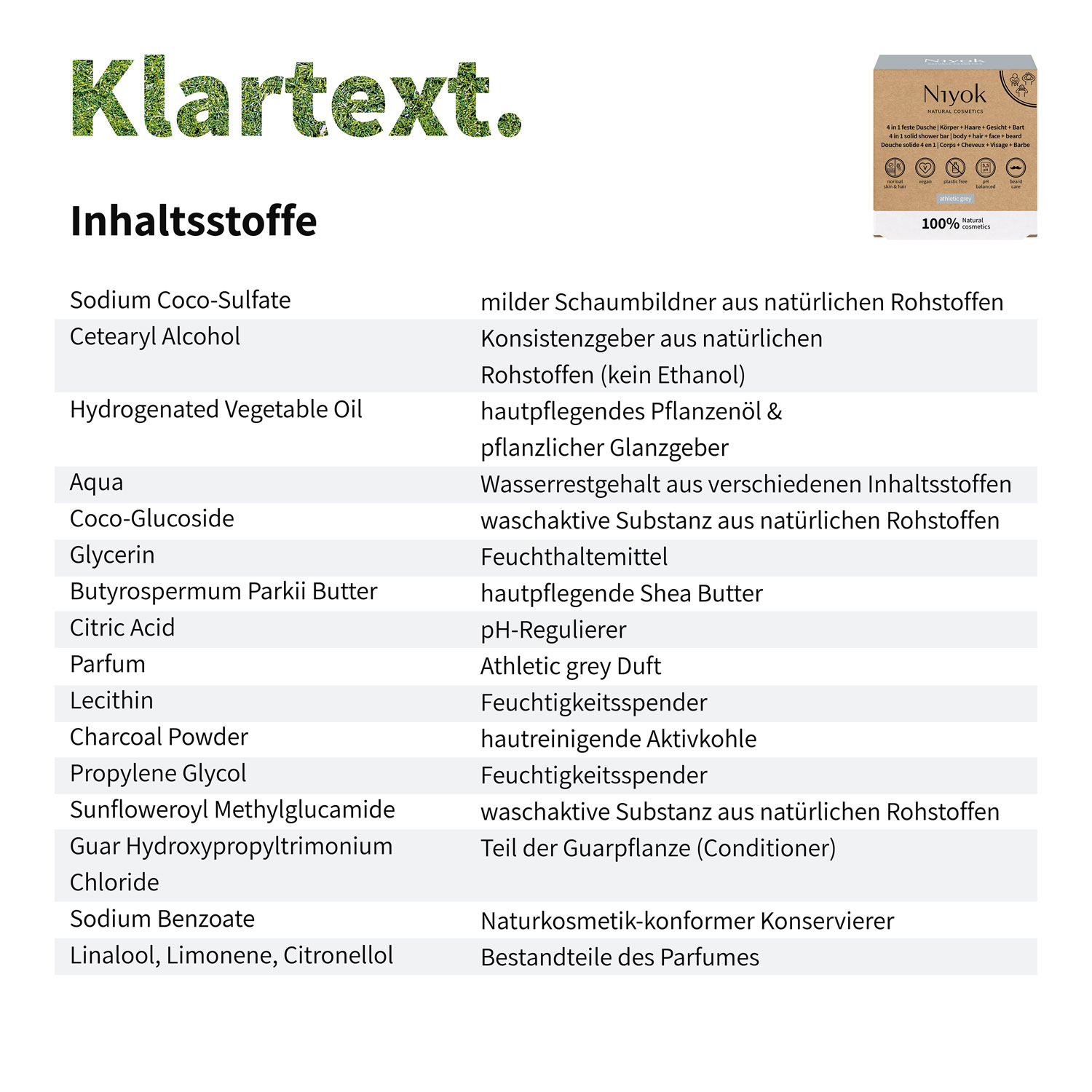  Niyok 4 in 1 feste Dusche 80 g Krper, Haare und Gesicht und Bart - Athletic Grey 03