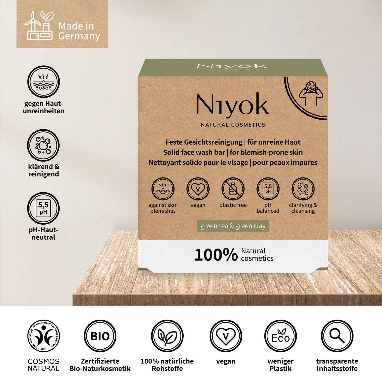  Niyok feste Gesichtsreinigung fr unreine Haut - 80 g 01