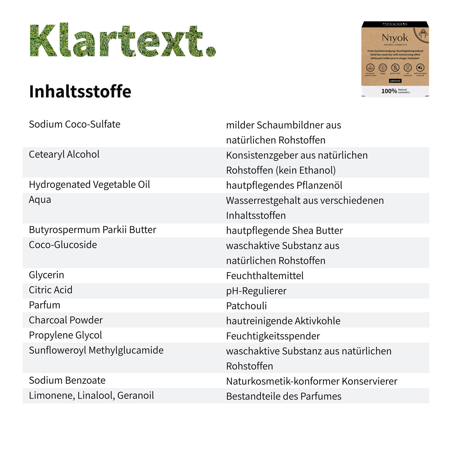  Niyok feste Gesichtsreinigung Patchouli - 80 g 03