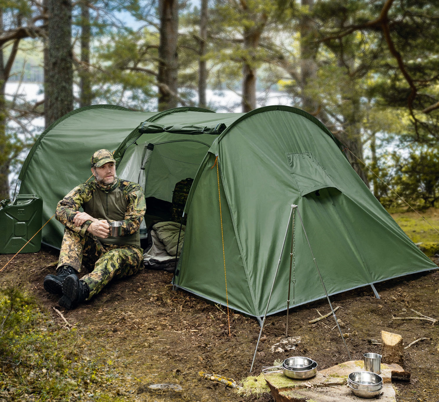 Dreimannzelt mit Stauraum 2  4,05 m