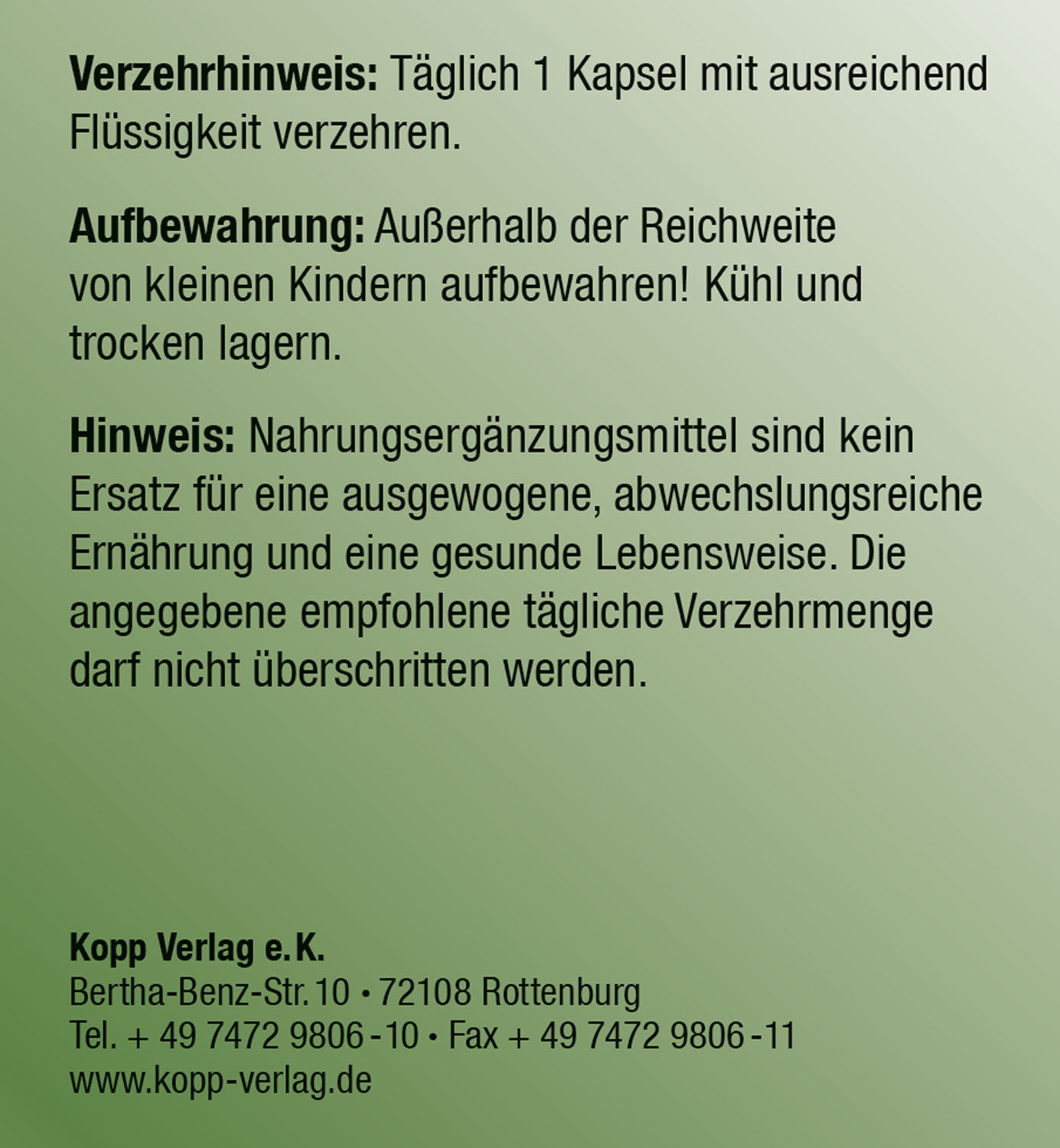 Kopp Vital   Grnlippmuschel / 500 mg / 180 Kapseln03