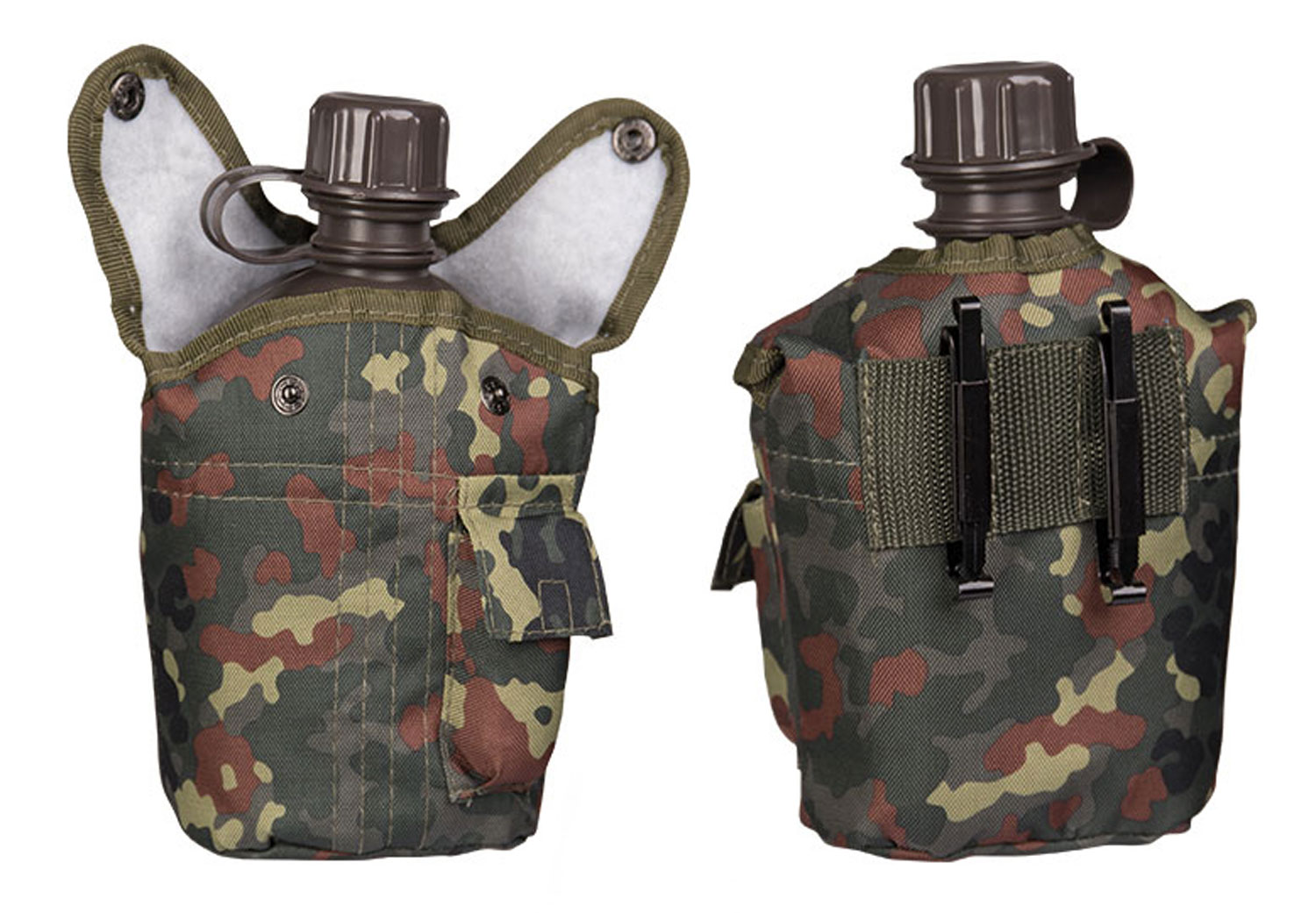 US-Feldflasche 1 Liter mit Flecktarn Hlle - Sehr gut01