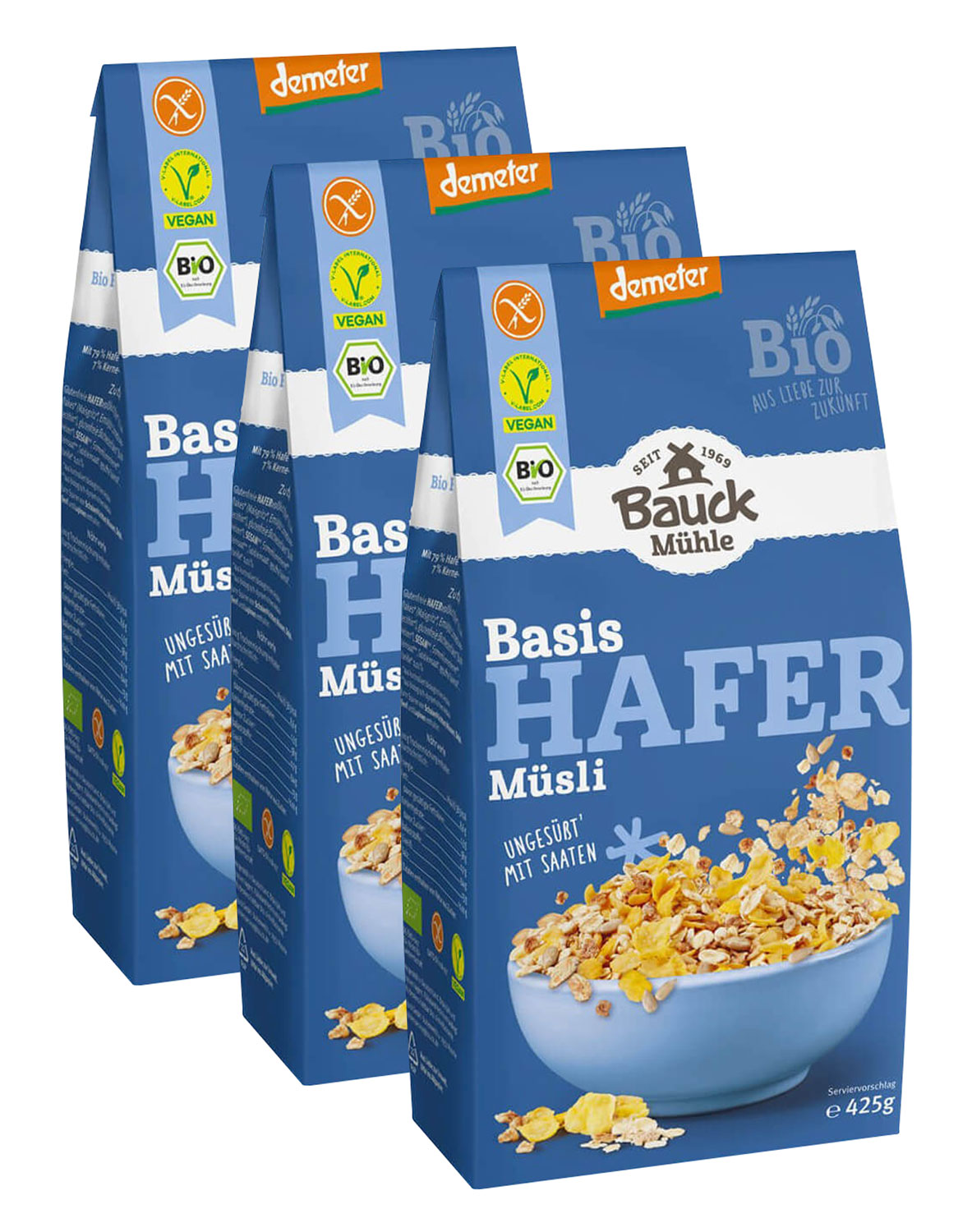 3er-Pack Bauck Mhle Basis-Hafer-Msli Bio