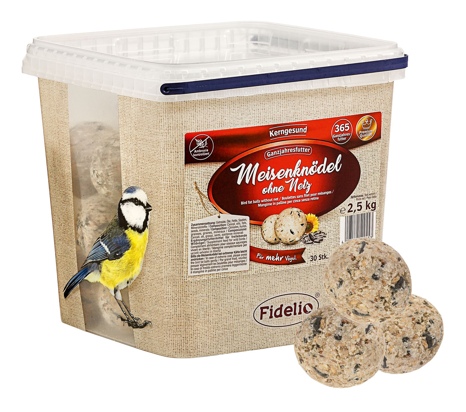 Meisenkndel ohne Netz, 30 Stck im Eimer