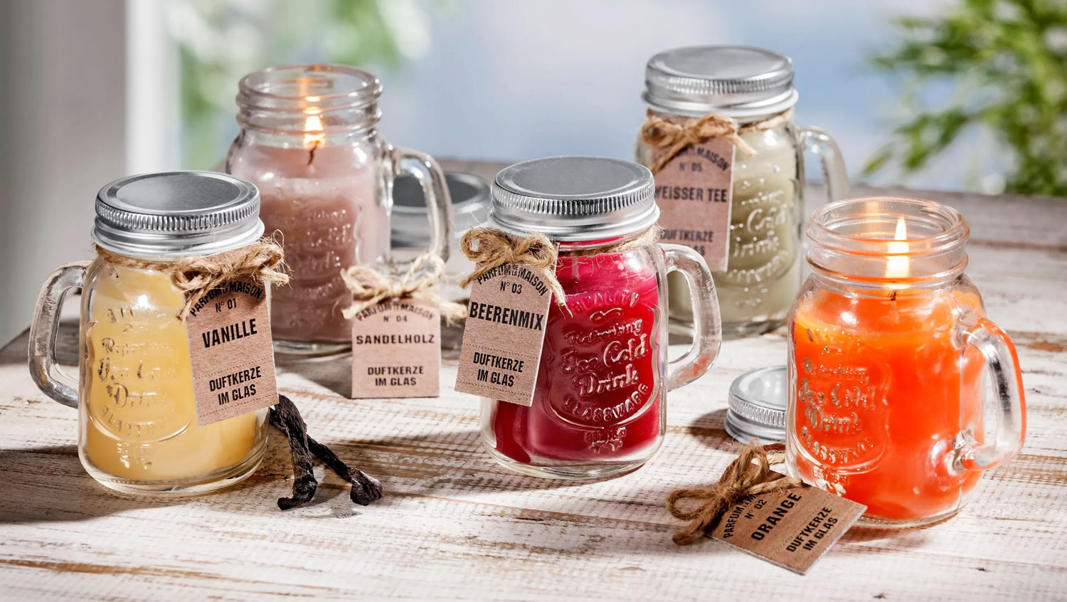 5er-Set Duftkerzen im Glas