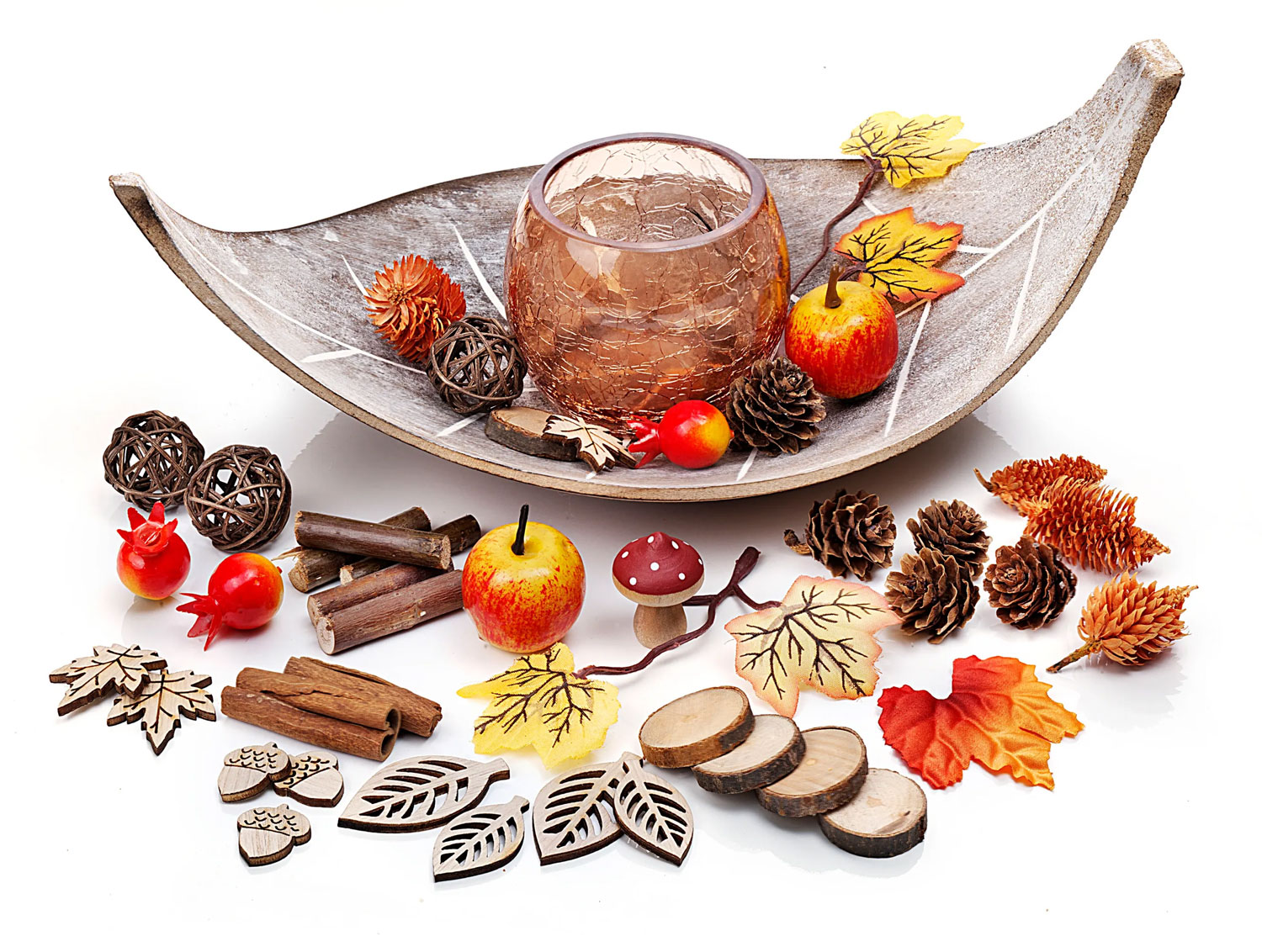 Teelichthalter-Set Herbstblatt01