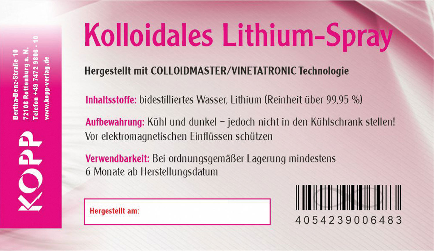 Kolloidales Lithium - Konzentration 100 ppm 250 ml Flasche plus 100 ml Spr�hflasche04