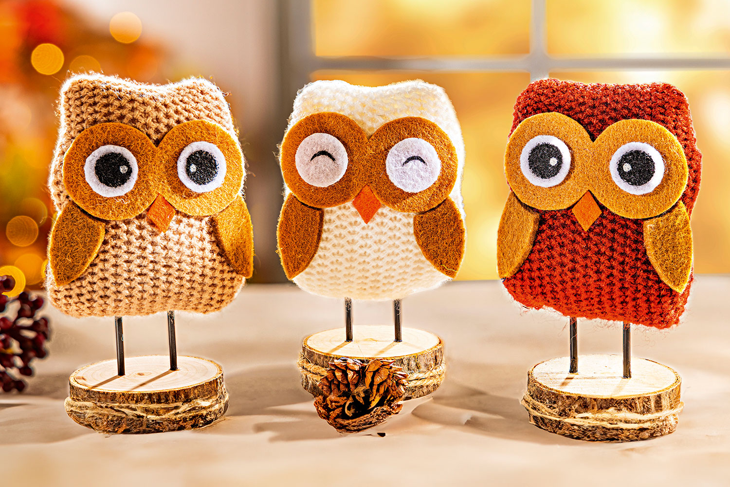 3er-Set Deko-Eulen